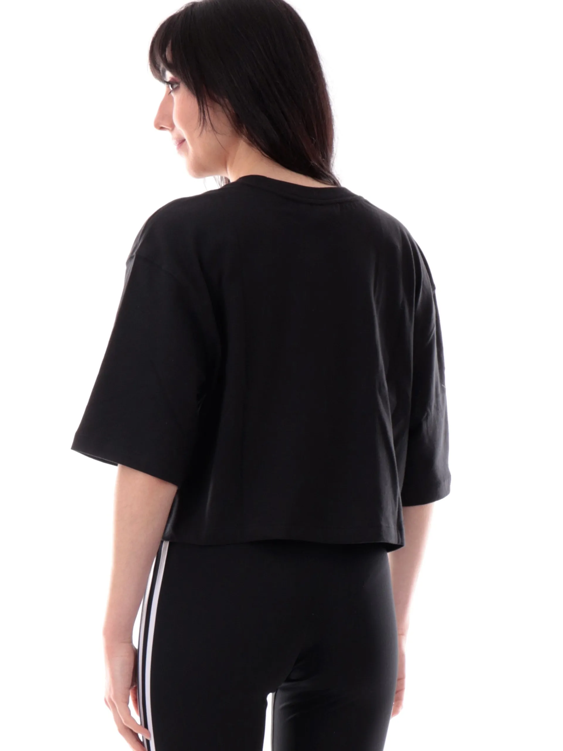 ADIDAS ORIGINALS T-Shirt*T-shirt Adidas crop nera da donna con trifoil IW5706