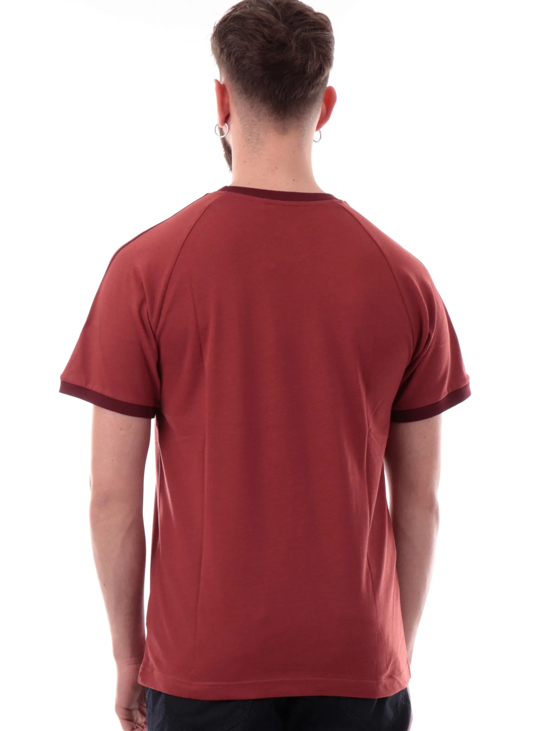 ADIDAS ORIGINALS T-Shirt*T-shirt Adidas rossa vintage da uomo 3Stripes logo ricamato JN7019