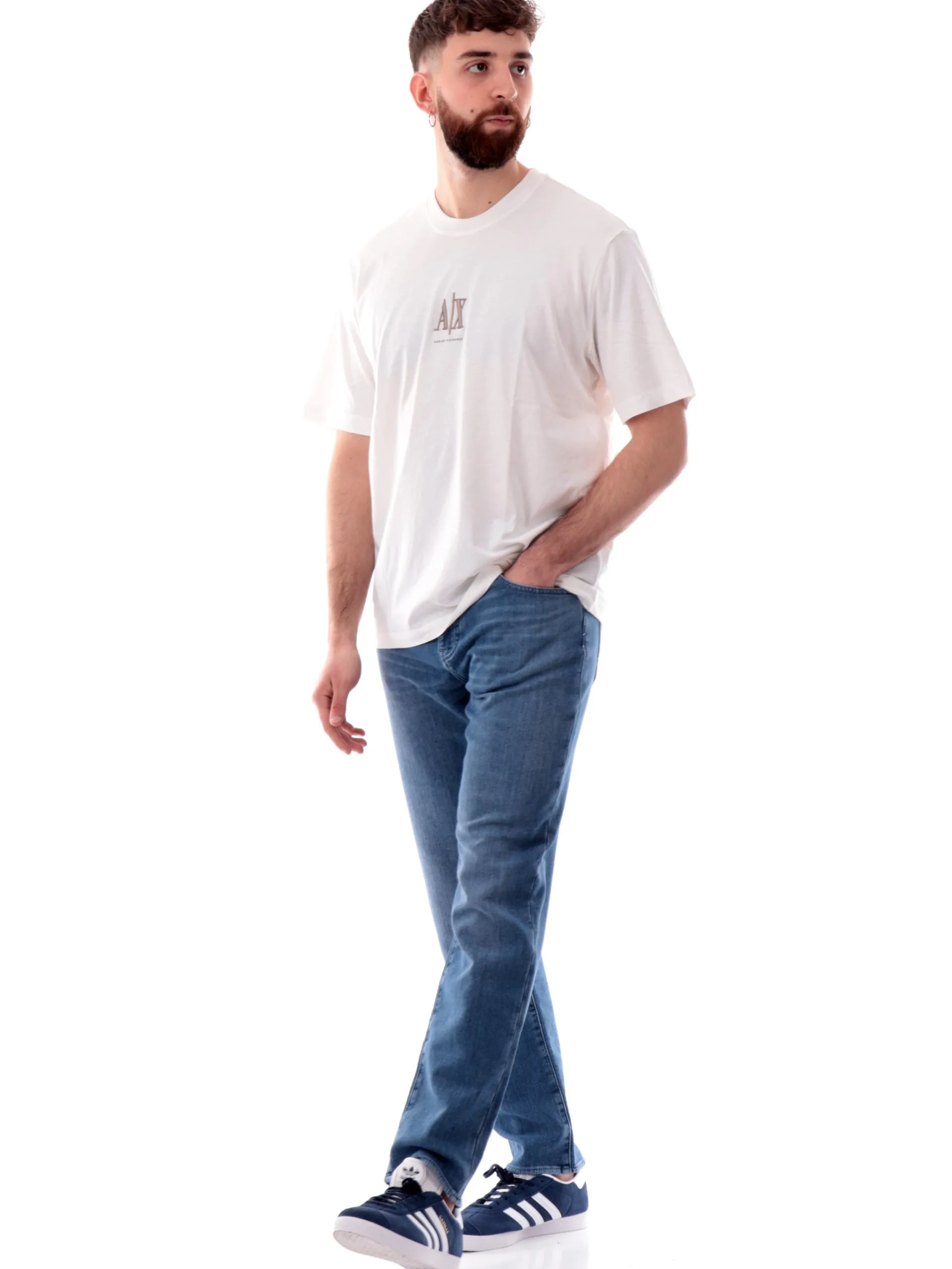 ARMANI EXCHANGE T-Shirt*T-shirt AX bianca da uomo logo ricamato XM000363AF12308