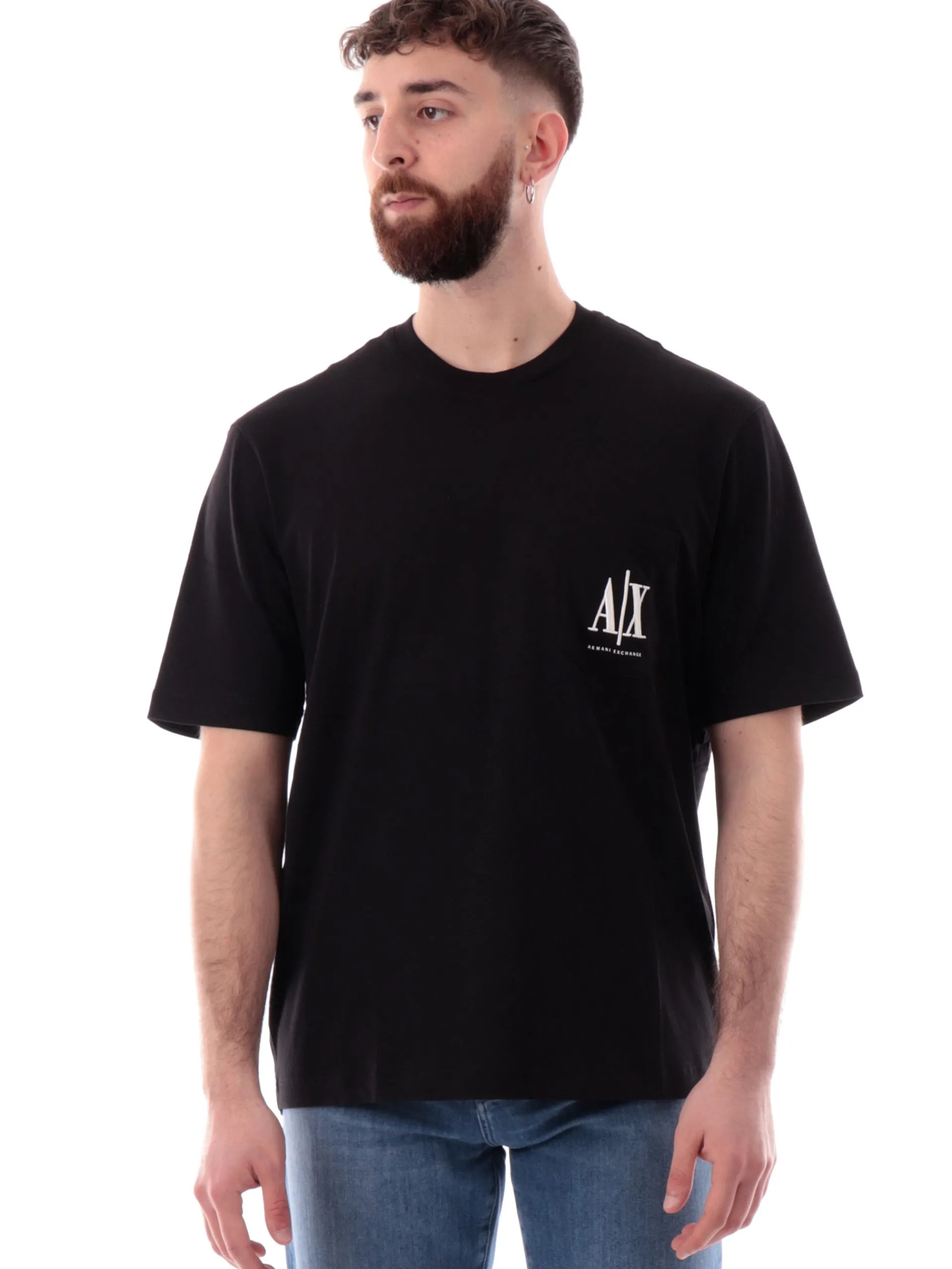ARMANI EXCHANGE T-Shirt*T-shirt AX nera da uomo con taschino XM000366AF12308U