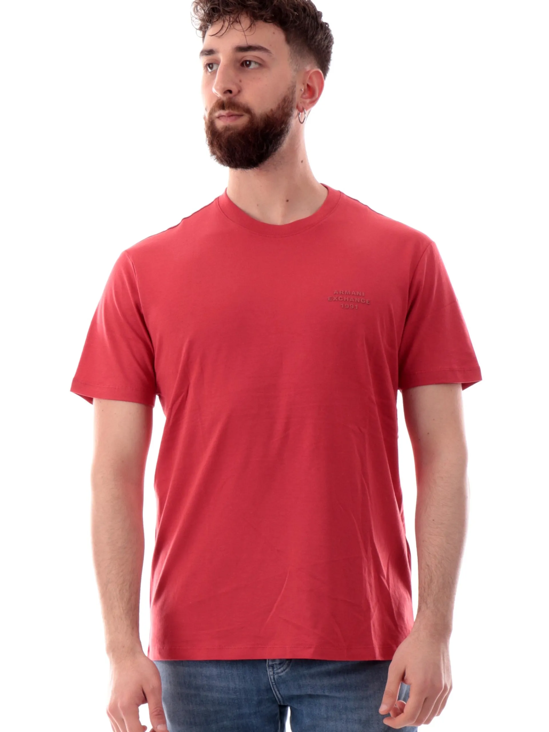 ARMANI EXCHANGE T-Shirt*T-shirt AX rossa da uomo logo AX gommato XM000752AF12308