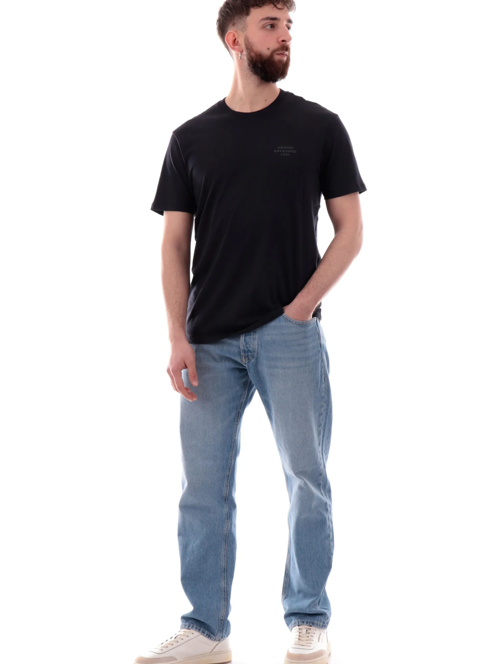 ARMANI EXCHANGE T-Shirt*T-shirt AX blu da uomo logo AX gommato XM000752AF12308