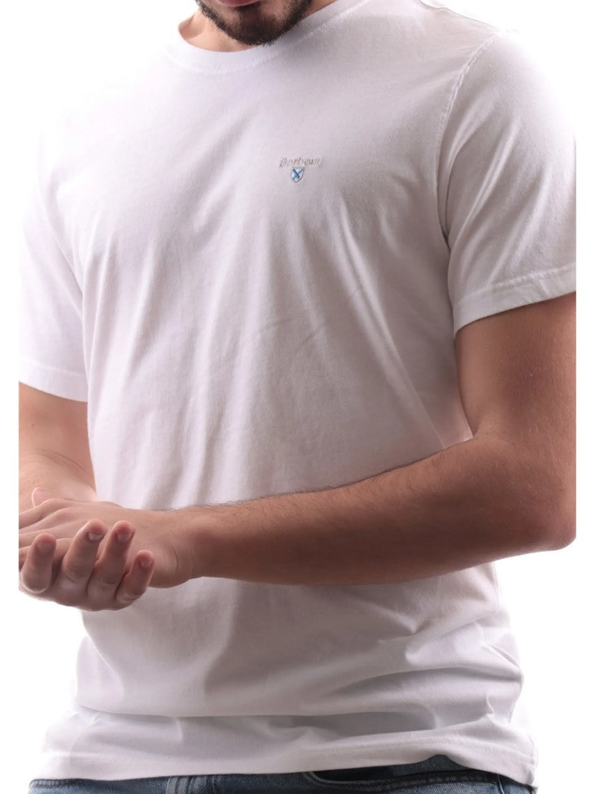 BARBOUR T-Shirt*T-shirt bianca da uomo con logo MTS0670