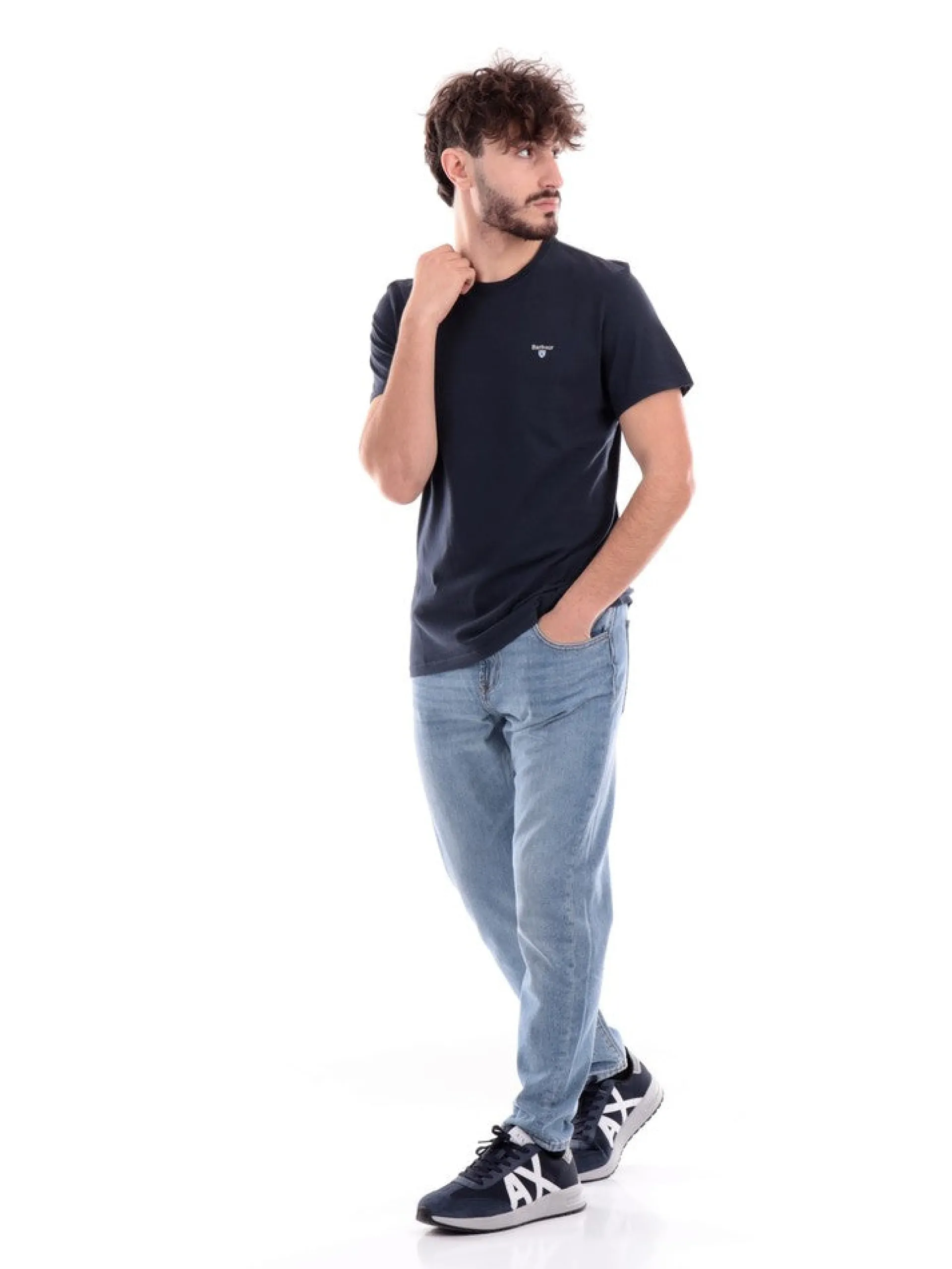 BARBOUR T-Shirt*T-shirt blu da uomo con logo MTS0670