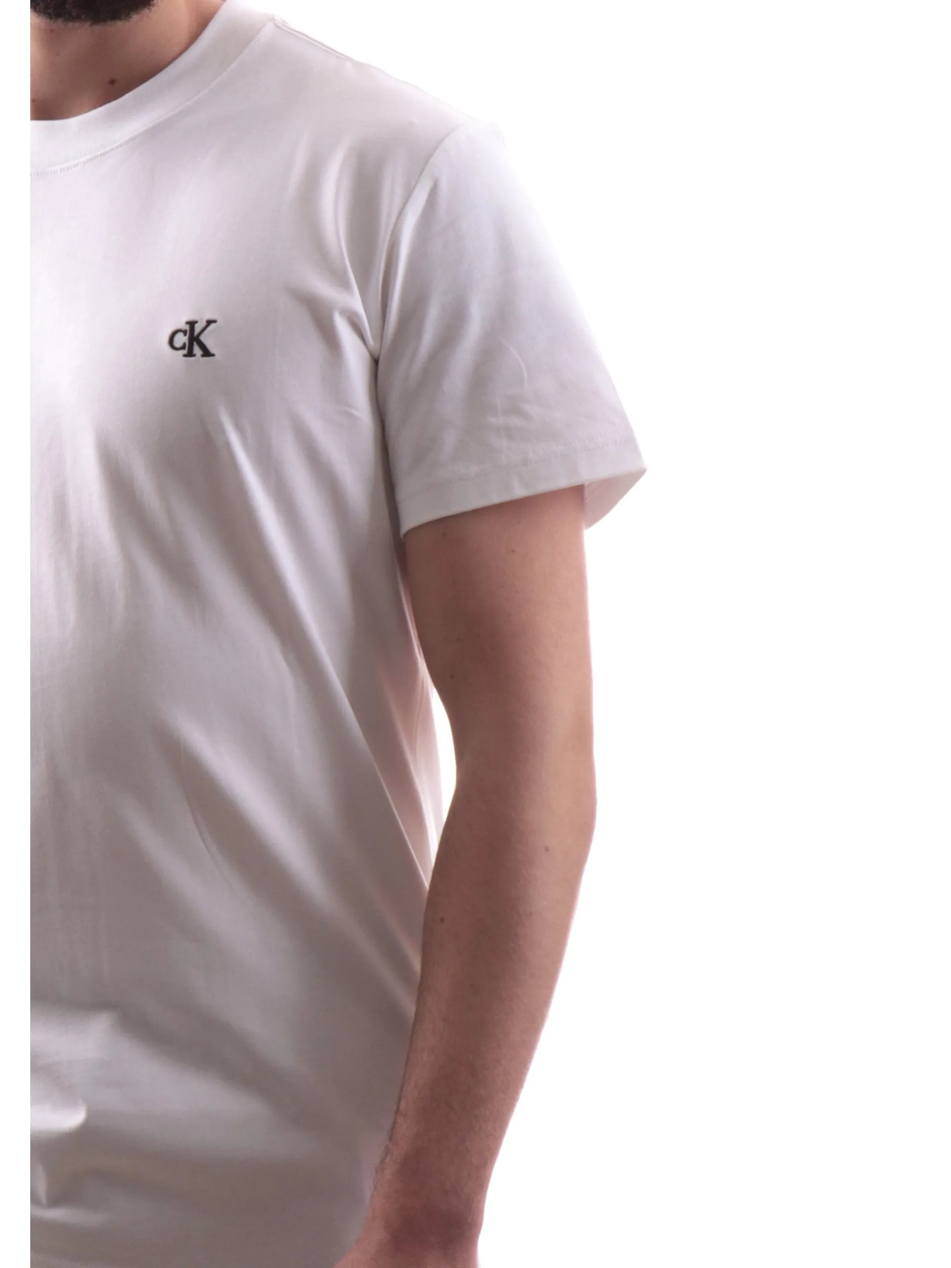CALVIN KLEIN T-Shirt*T-shirt bianca da Uomo logo ricamato J30J326683