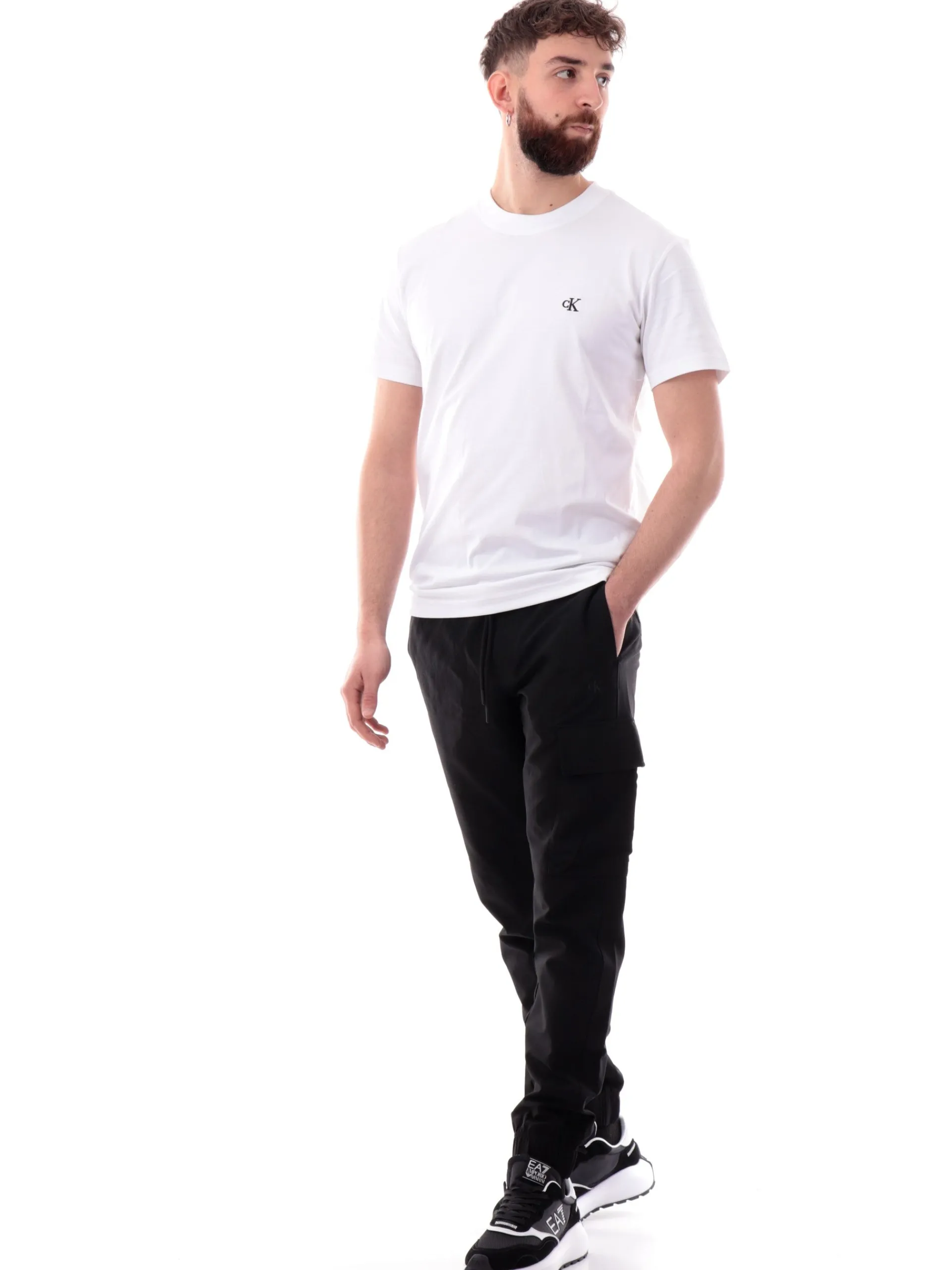CALVIN KLEIN T-Shirt*T-shirt bianca da Uomo logo ricamato J30J326683