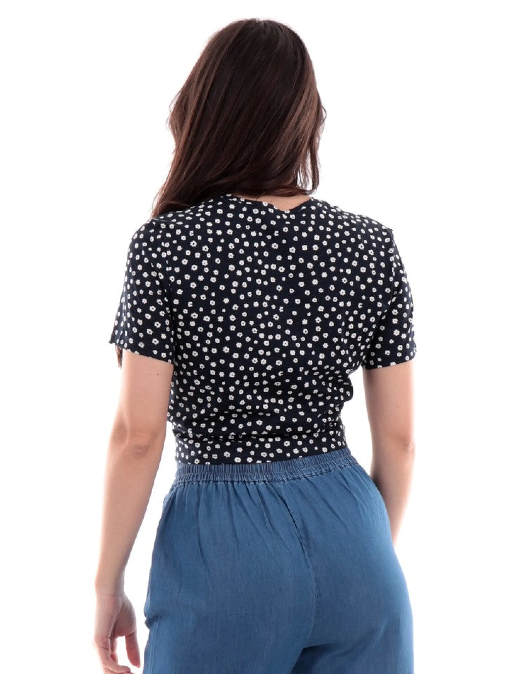 ONLY Maglie*T-shirt crop blu notte da donna con fiori 15257467