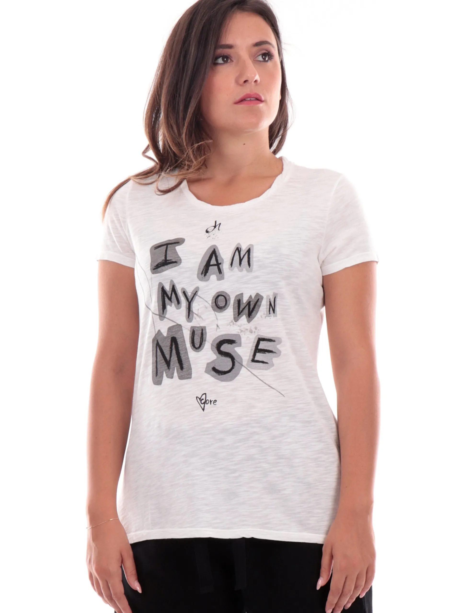 DEHA T-Shirt*T-Shirt bianca da Donna stampa glitter A00590