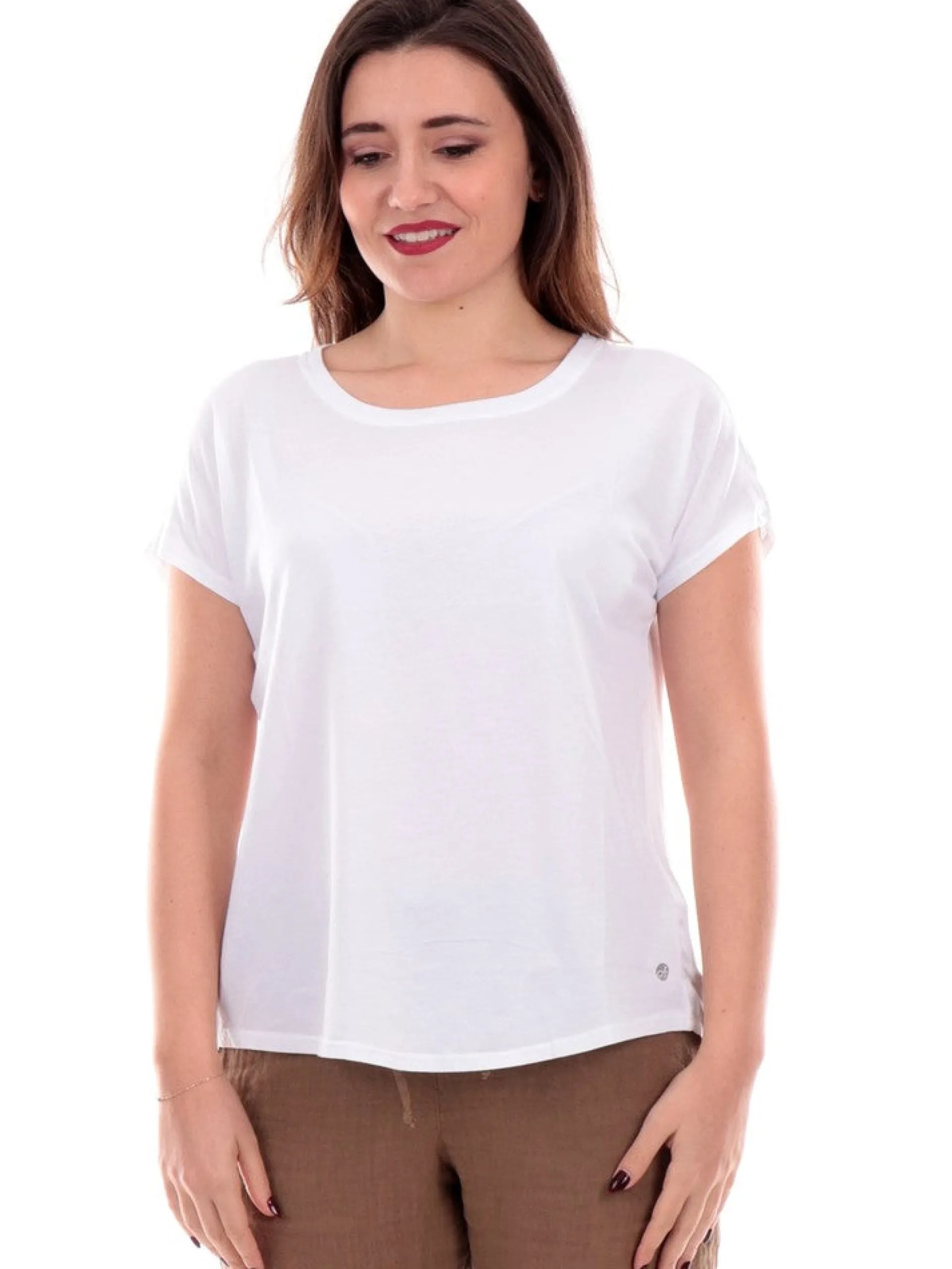 DEHA T-Shirt*T-shirt bianca da donna con spacco posteriore D021611