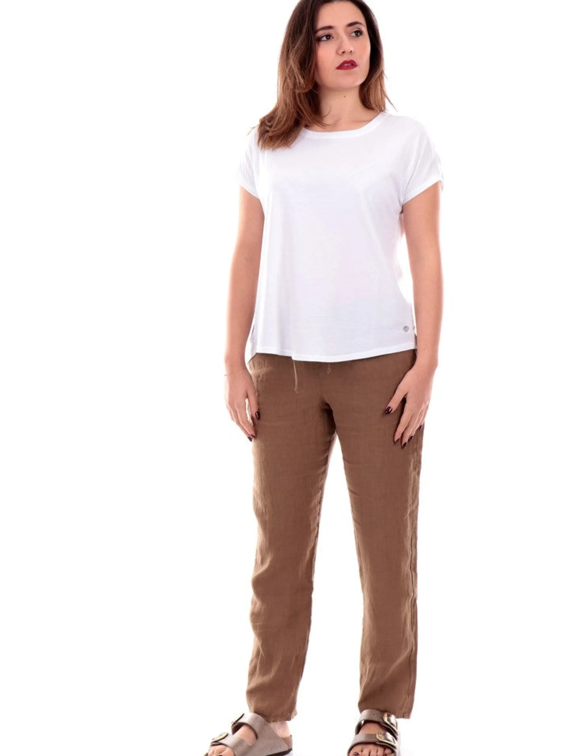 DEHA T-Shirt*T-shirt bianca da donna con spacco posteriore D021611