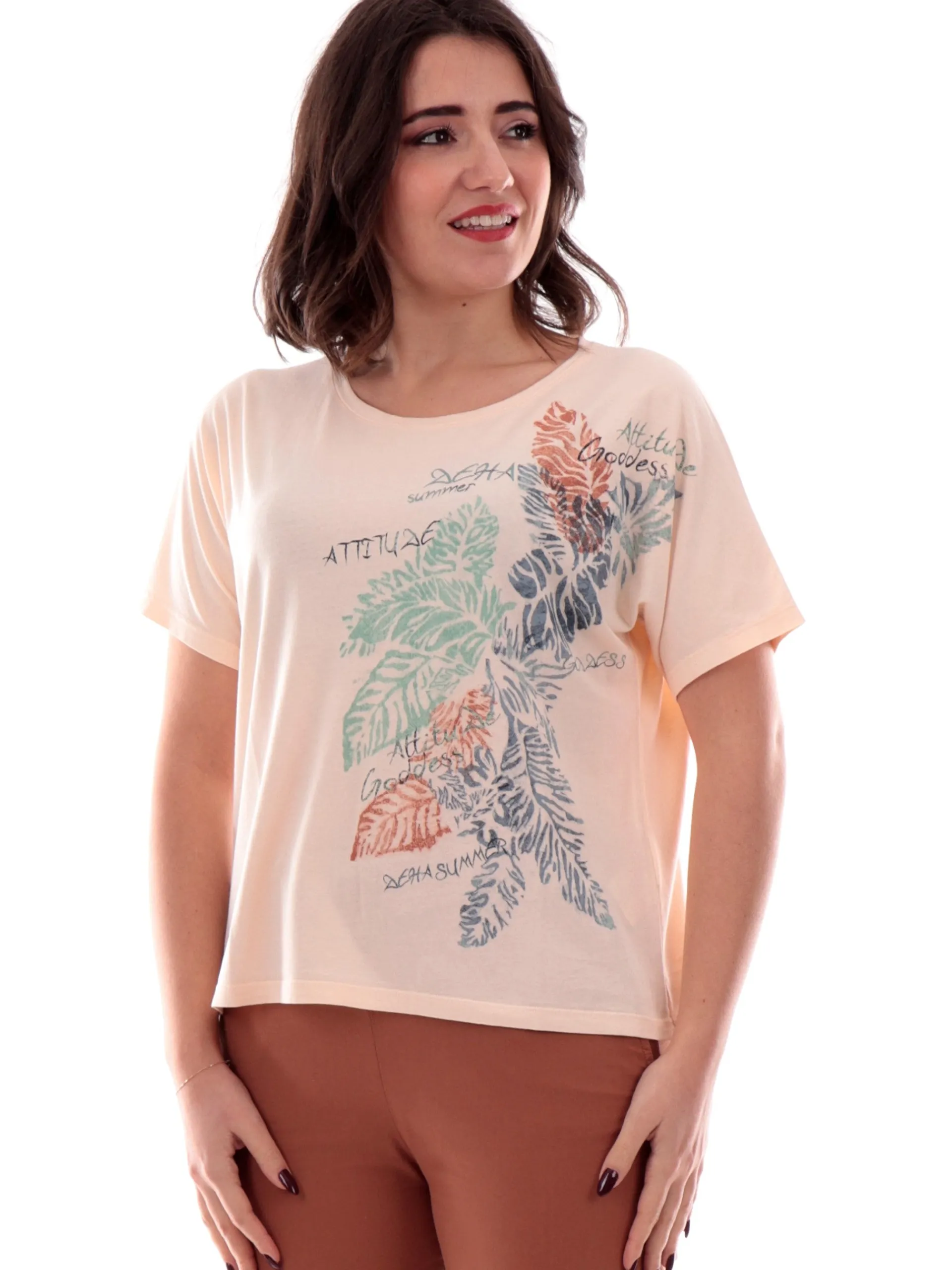 DEHA T-Shirt*T-shirt Rosa da donna con maxi stampa D22463