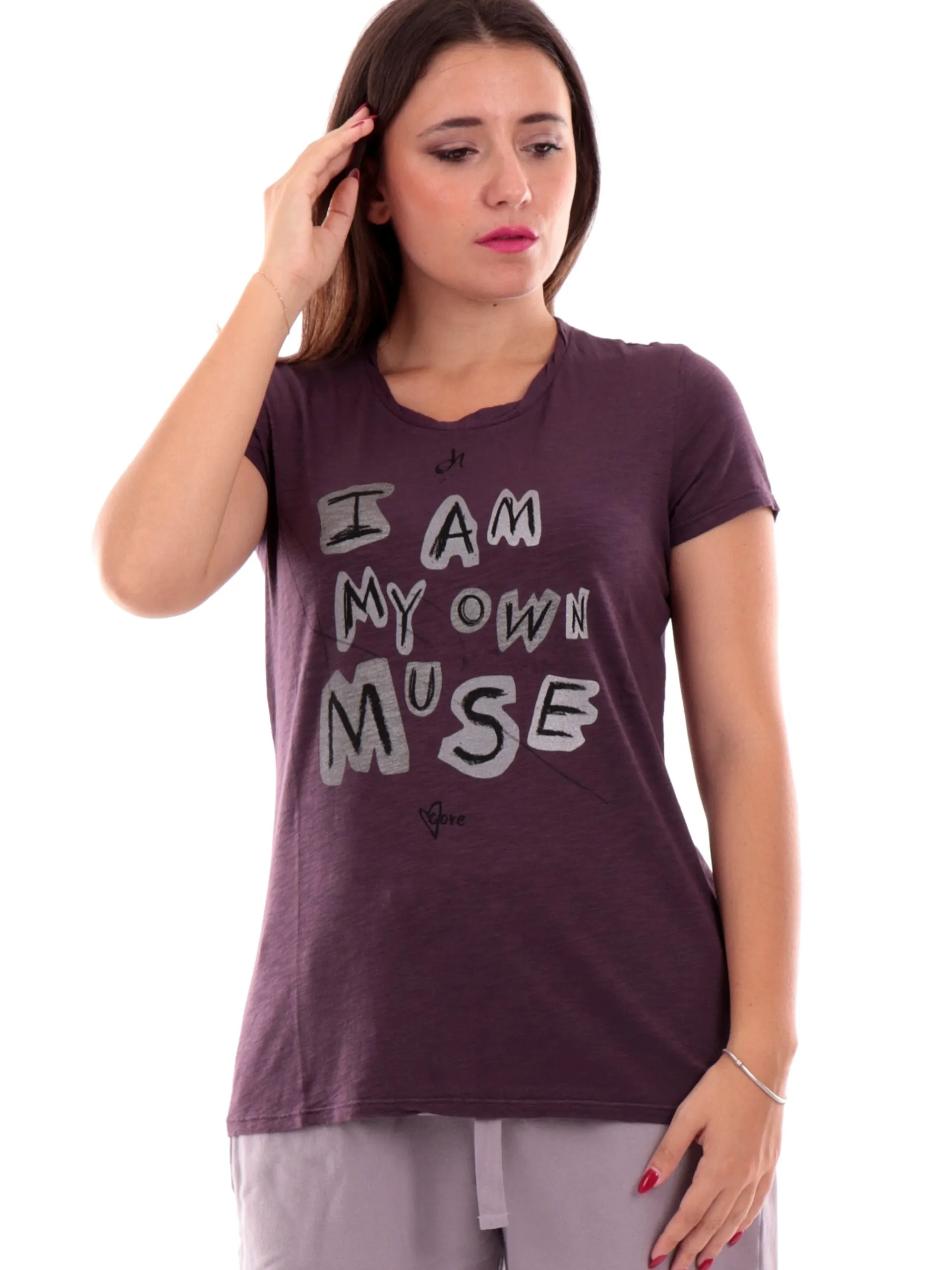 DEHA T-Shirt*T-shirt viola da donna con stampa A00590