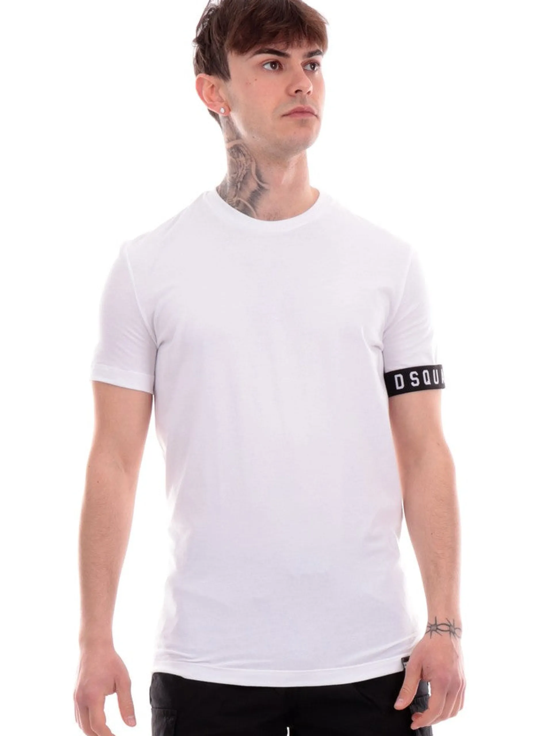 DSQUARED T-Shirt*T-shirt bianca da uomo banda logata D9M3S5400