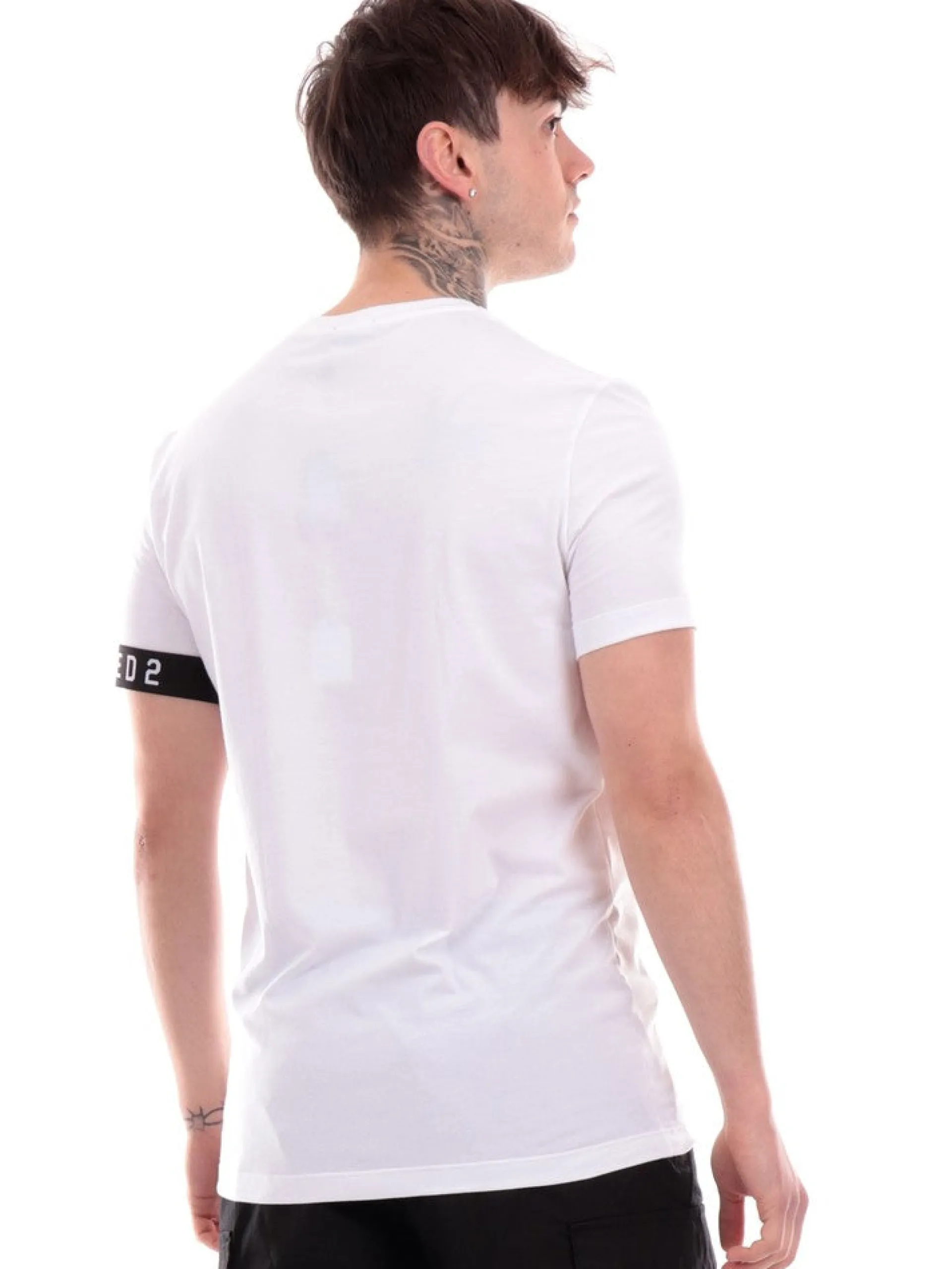 DSQUARED T-Shirt*T-shirt bianca da uomo banda logata D9M3S5400