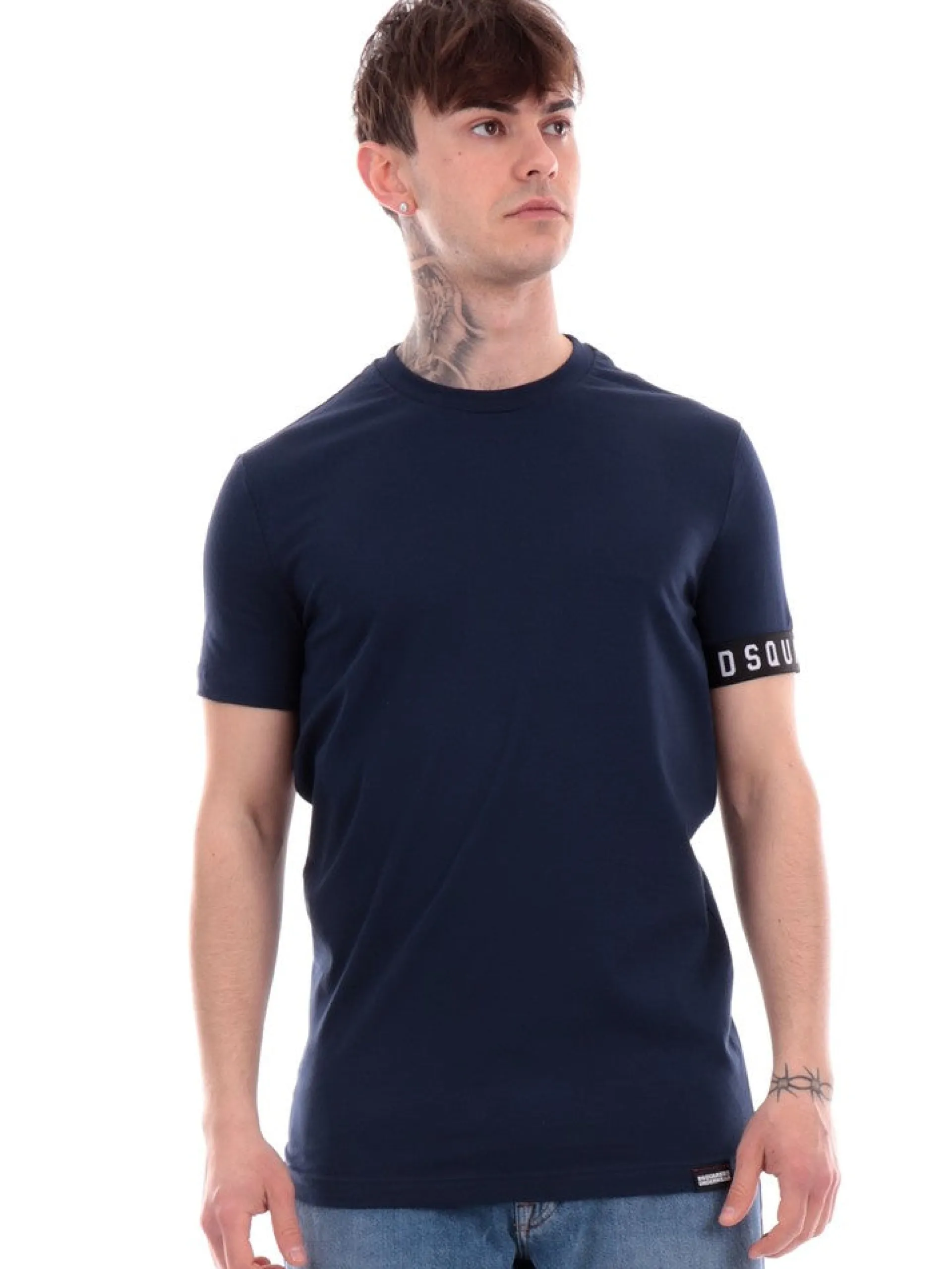DSQUARED T-Shirt*T-shirt blu da uomo banda logata D9M3S5400