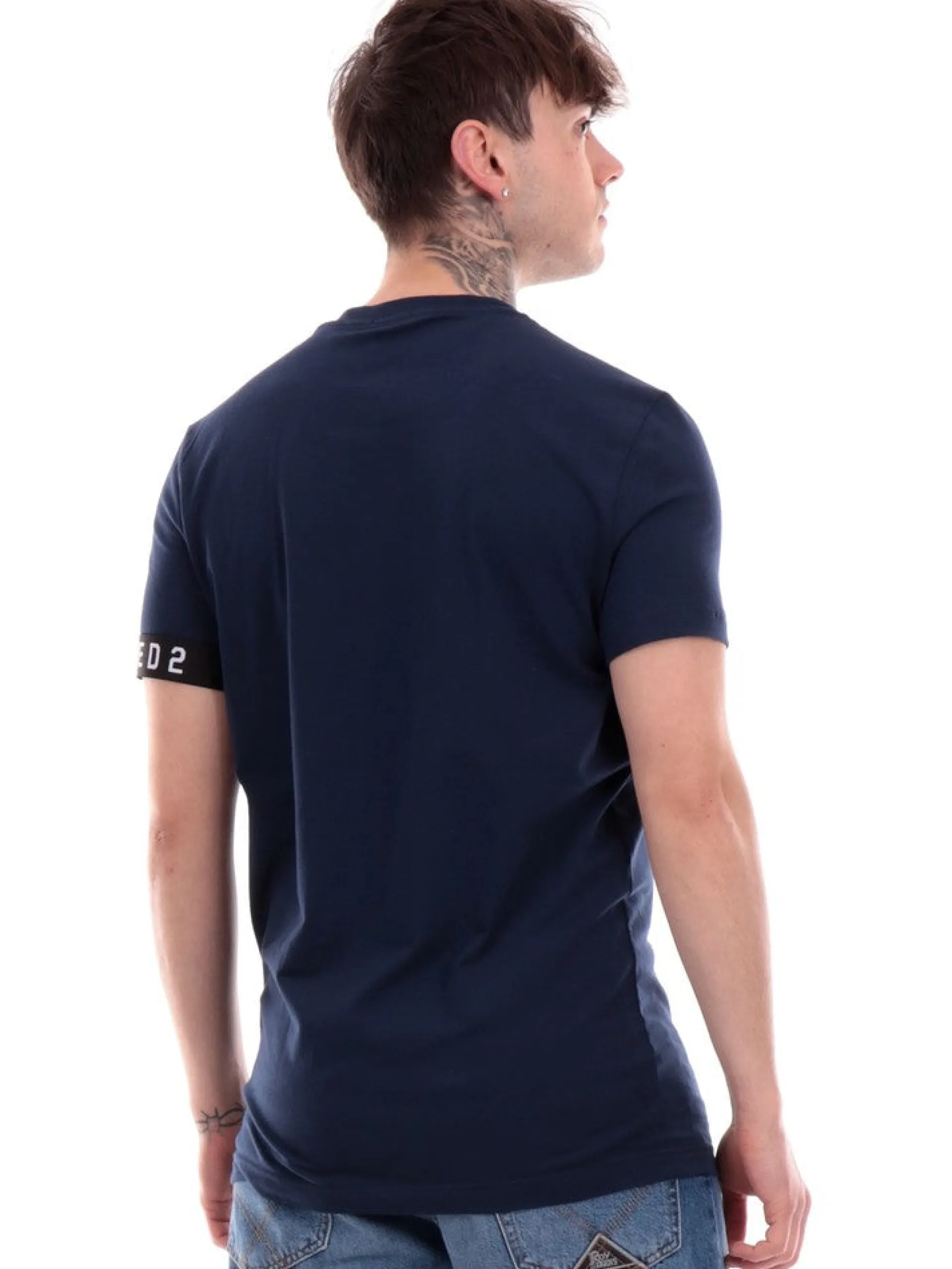 DSQUARED T-Shirt*T-shirt blu da uomo banda logata D9M3S5400