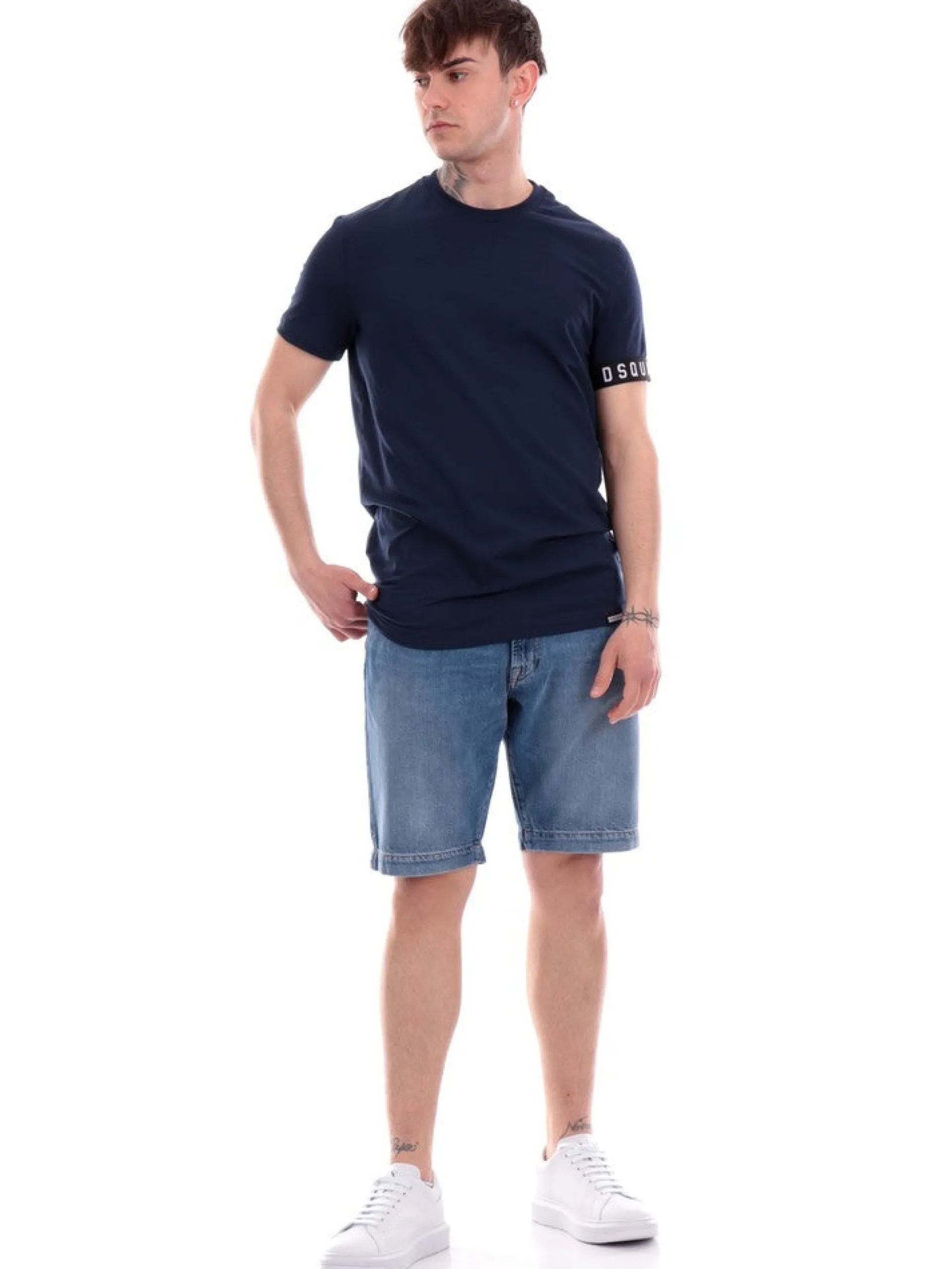 DSQUARED T-Shirt*T-shirt blu da uomo banda logata D9M3S5400