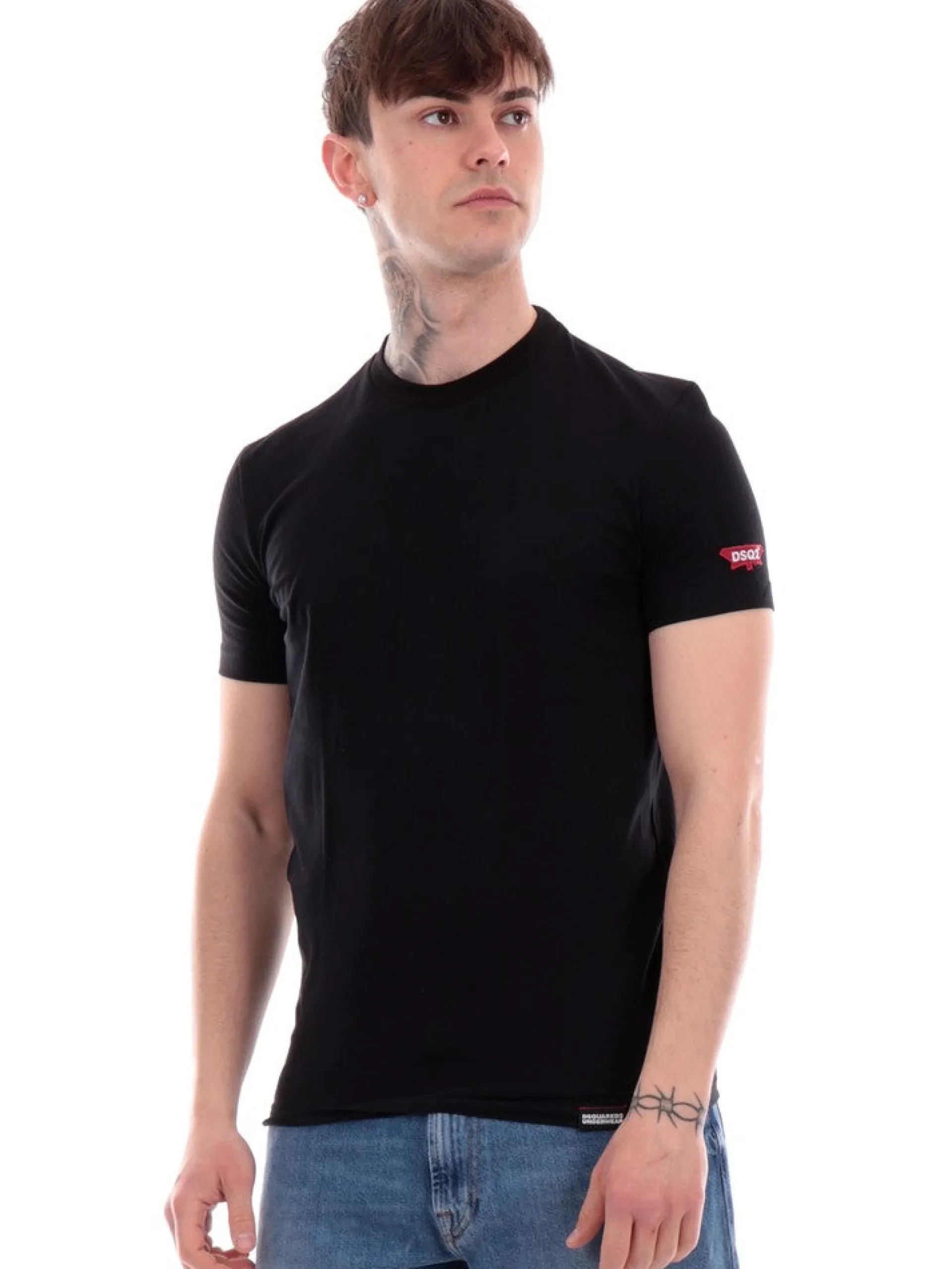 DSQUARED T-Shirt*T-shirt nera da uomo con patch D9M204900