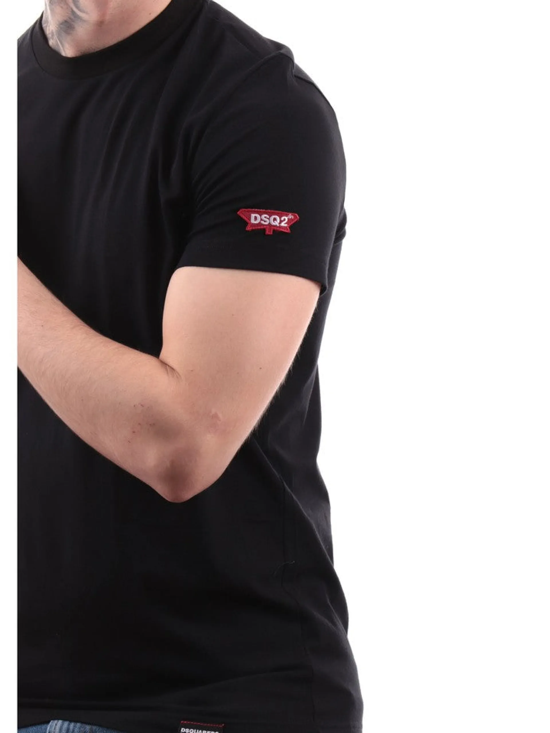 DSQUARED T-Shirt*T-shirt nera da uomo con patch D9M204900