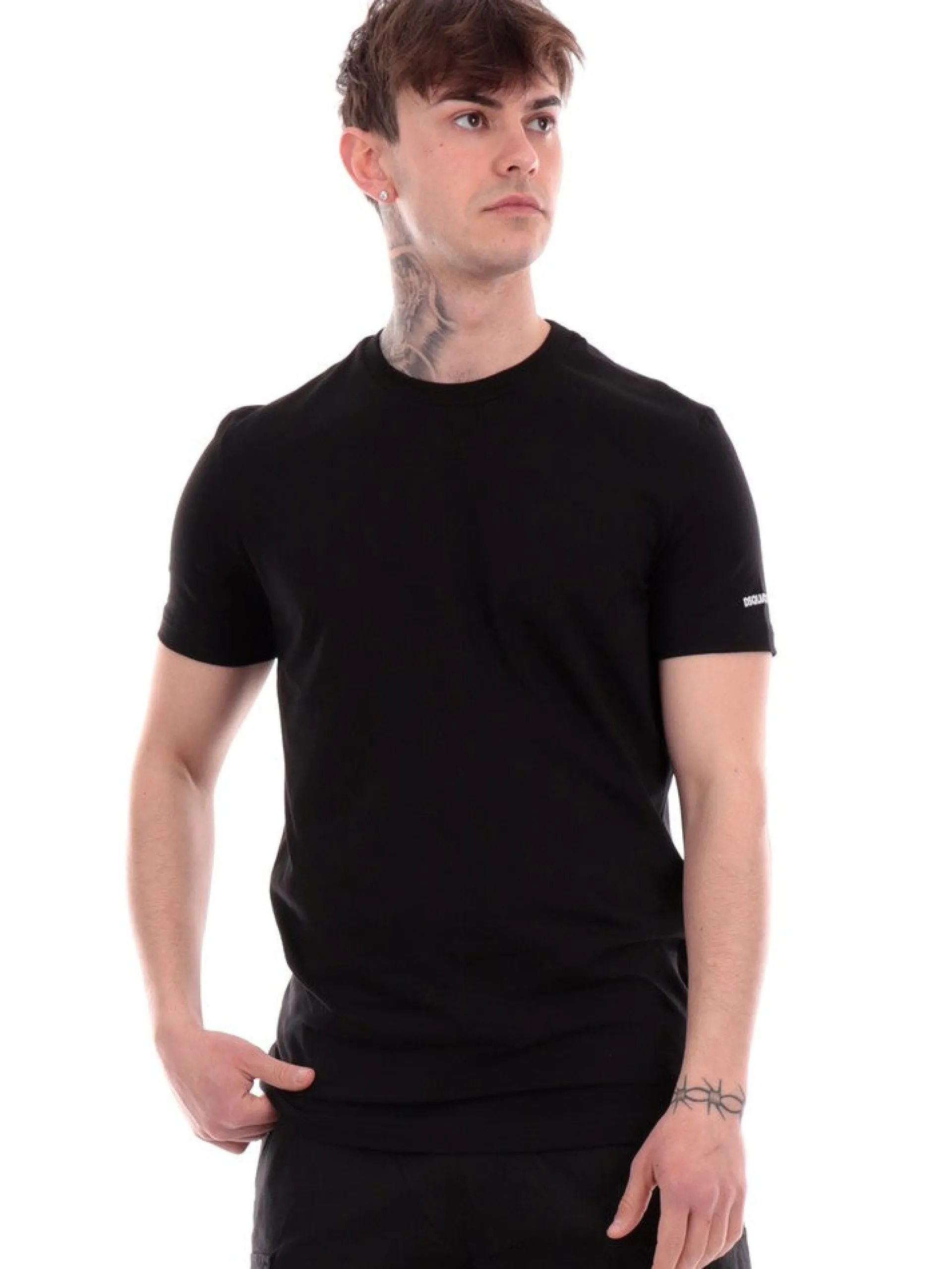 DSQUARED T-Shirt*T-shirt nera da uomo logo stampato D9M205190