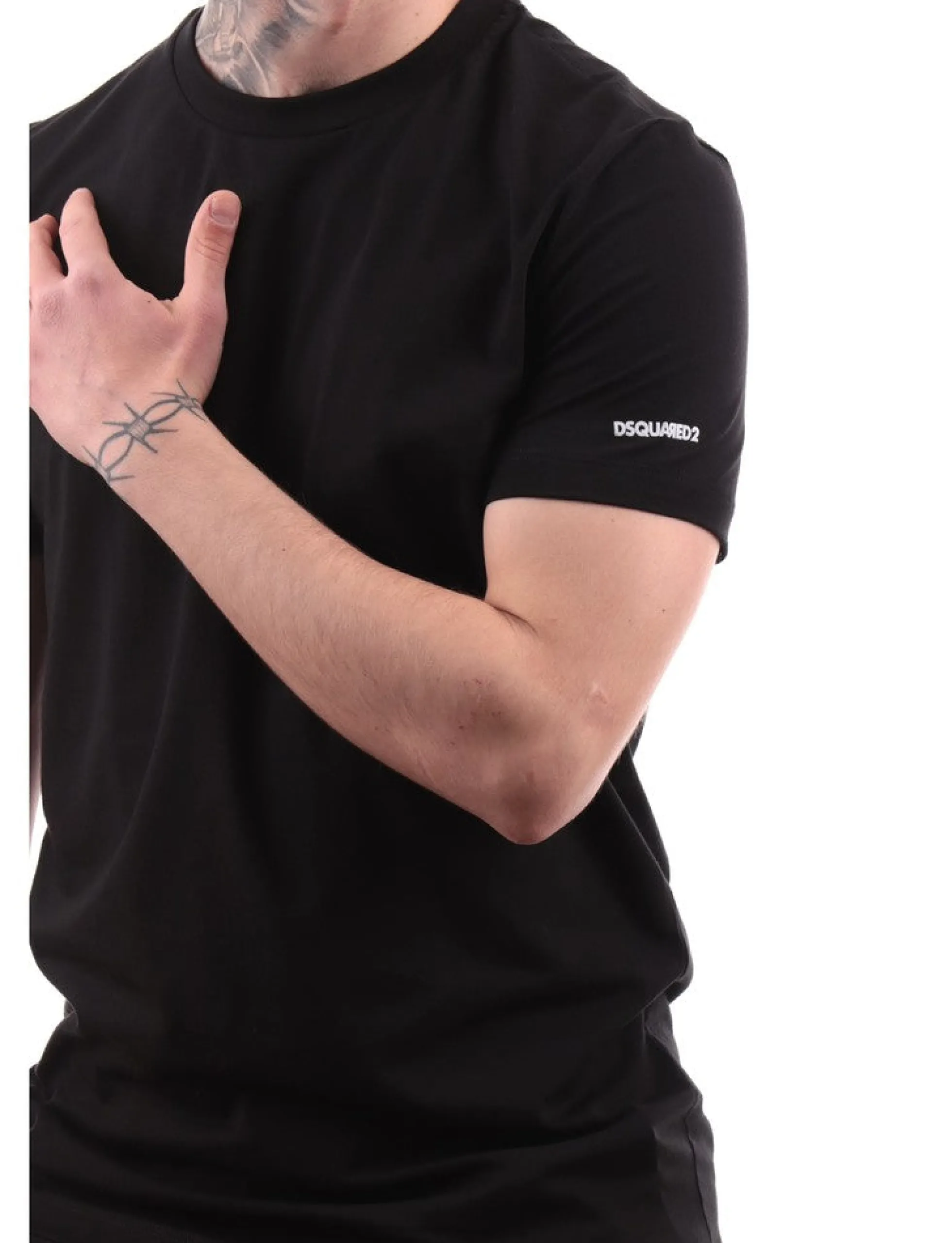 DSQUARED T-Shirt*T-shirt nera da uomo logo stampato D9M205190