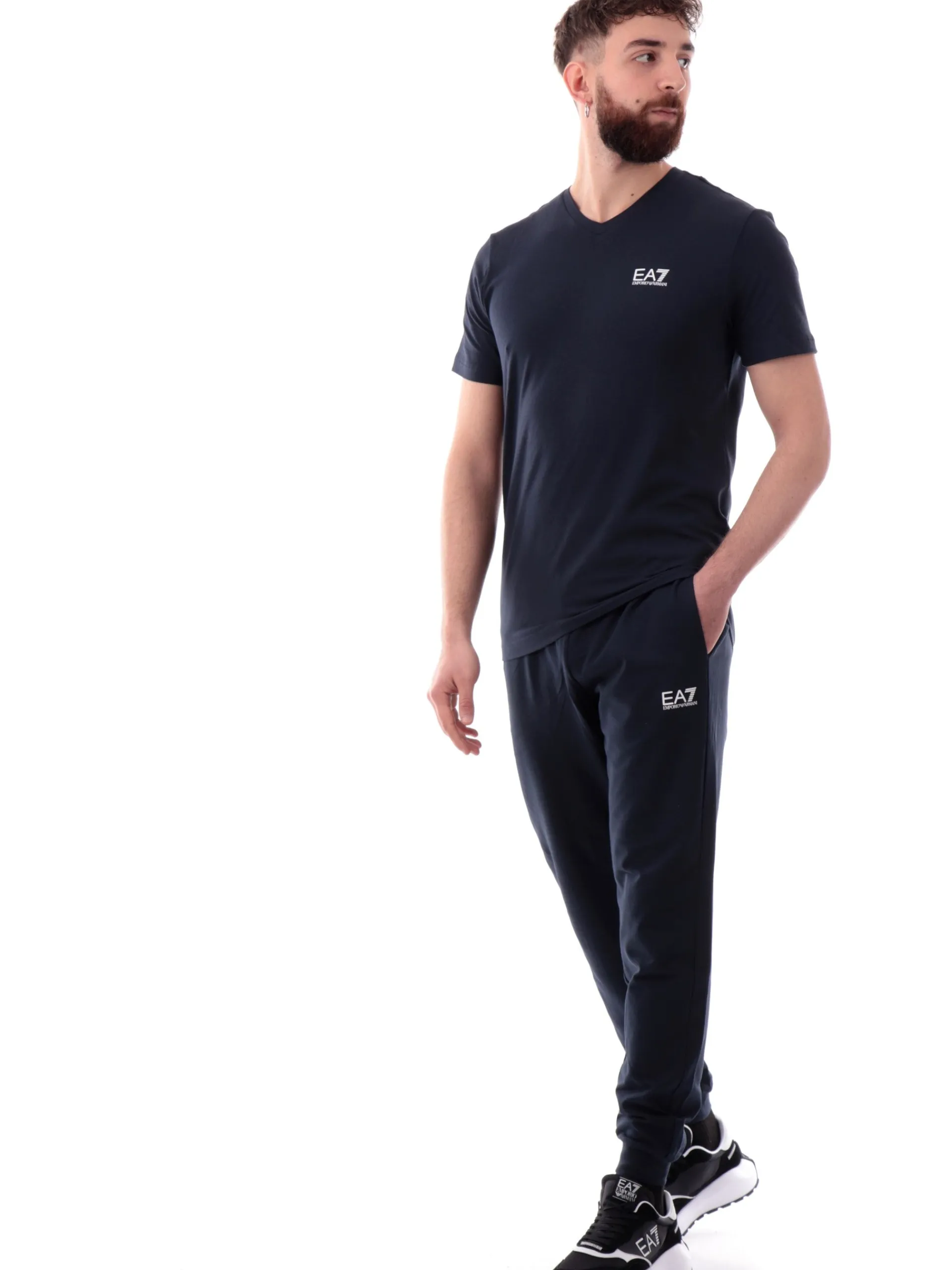 EMPORIO ARMANI 7 T-Shirt*T-shirt Emporio Armani EA7 blu da uomo scollo a V 8NPT27PJVQZ