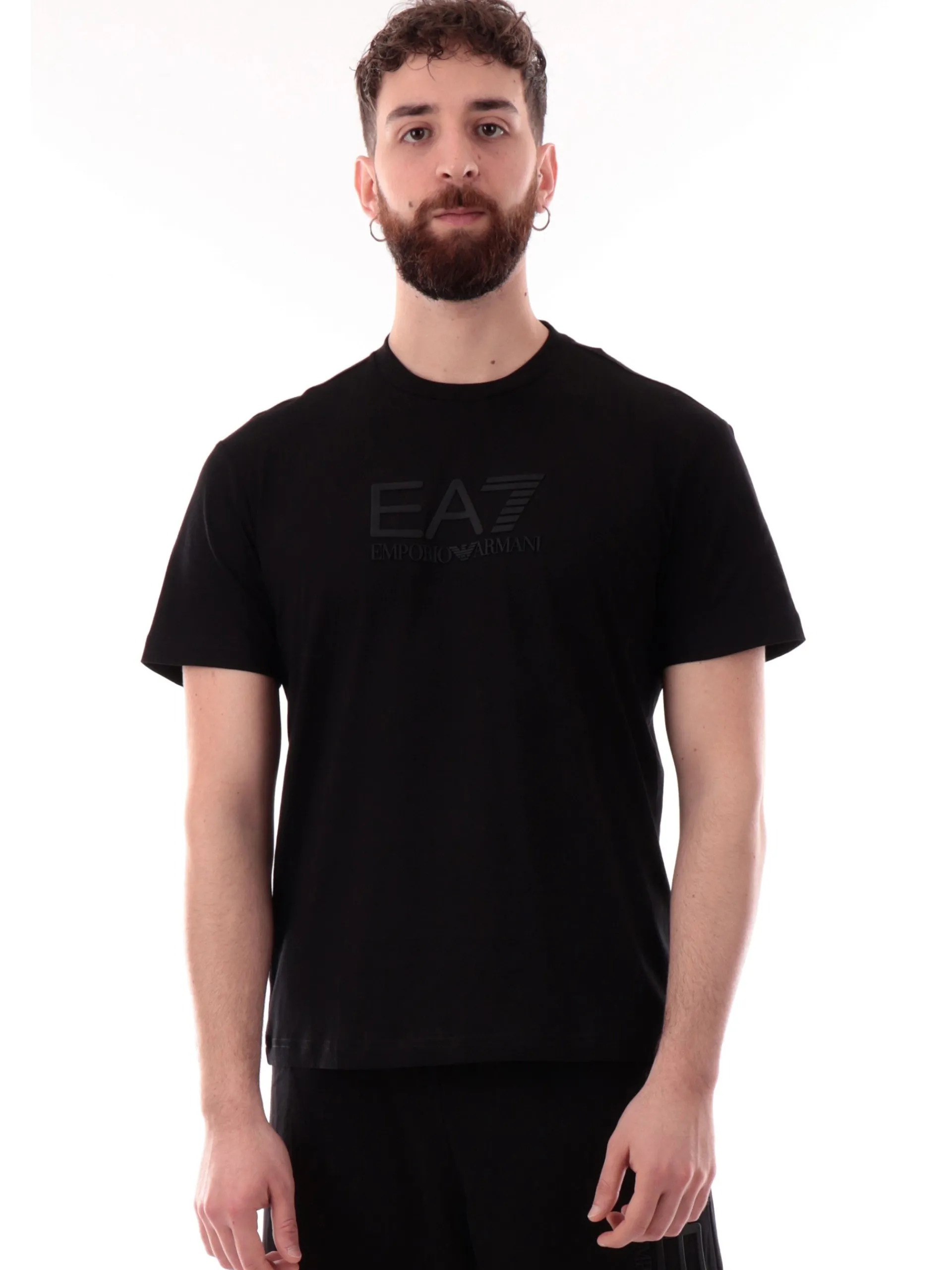 EMPORIO ARMANI 7 T-Shirt*T-shirt Emporio Armani EA7 nera da uomo patch gommato 7M000224AF10375