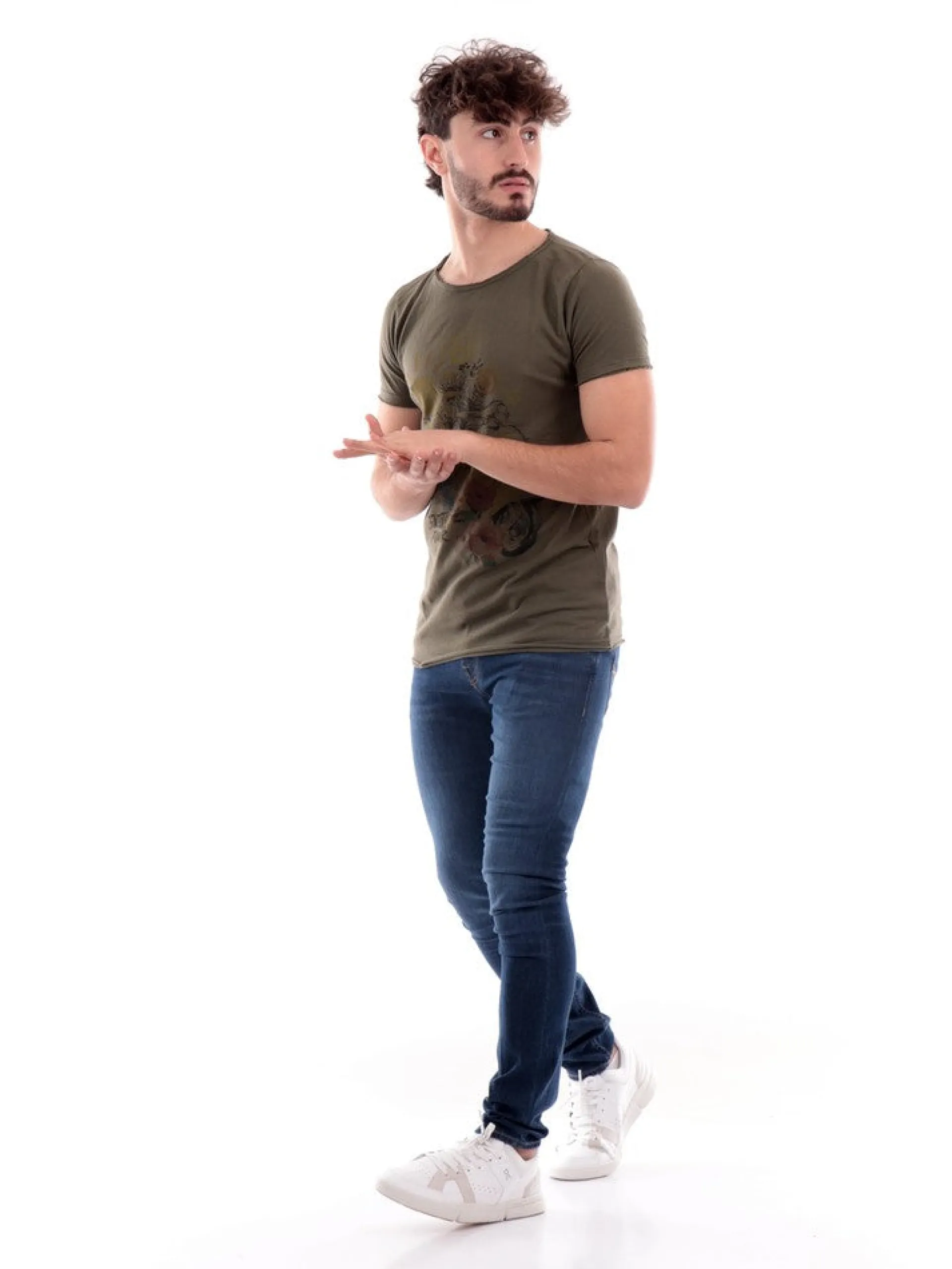 FIFTY FOUR T-Shirt*T-shirt verde militare da uomo FLUSHT396
