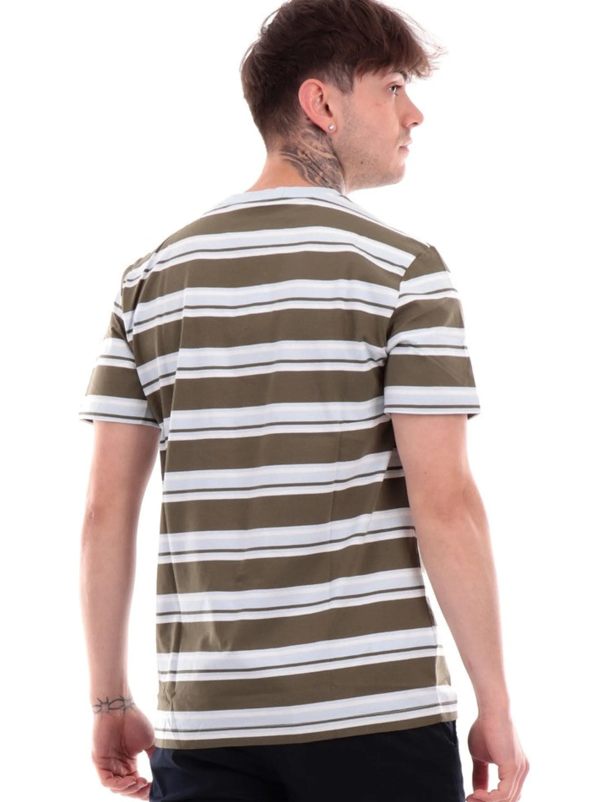 FRED PERRY T-Shirt*T-shirt bianca da uomo righe verdi M6557