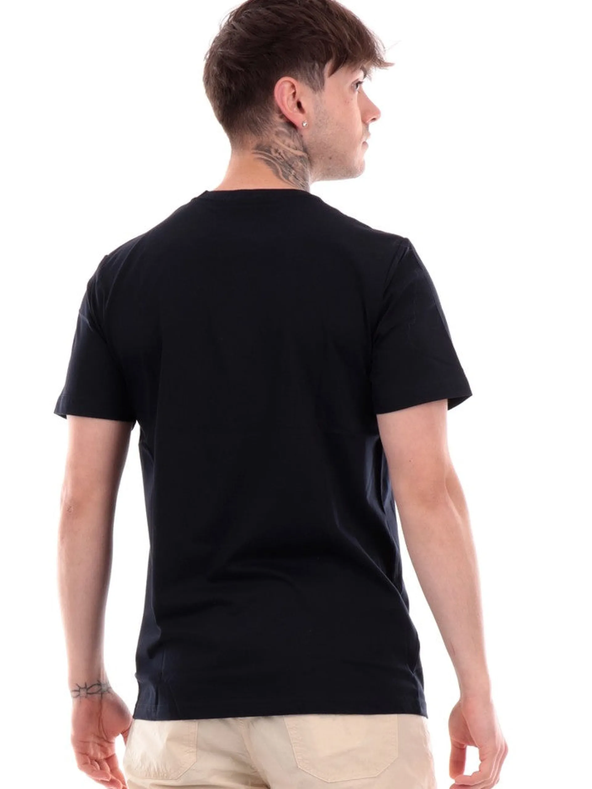 FRED PERRY T-Shirt*T-shirt blu da uomo logo bianco Crew Neck M1600