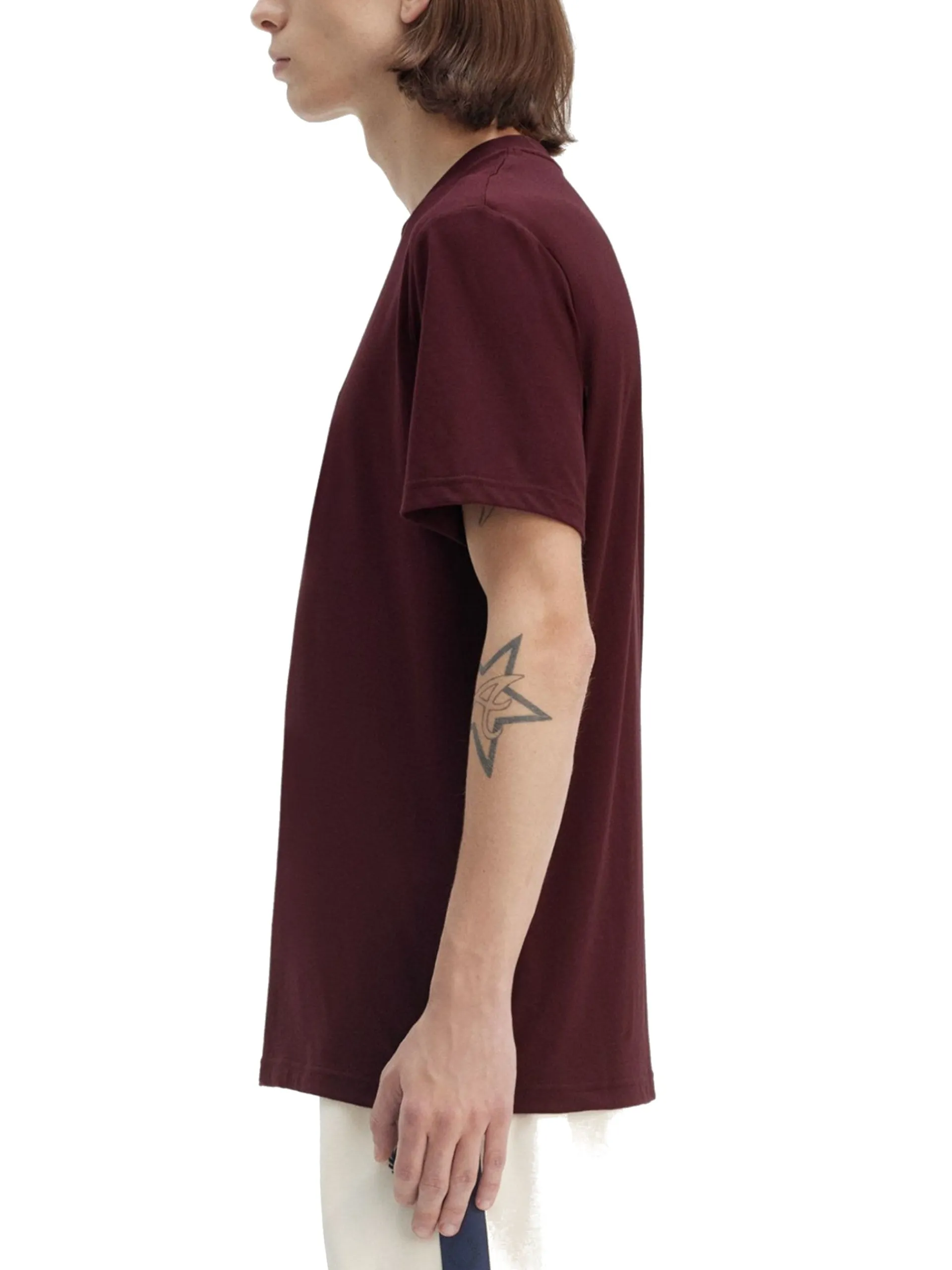 FRED PERRY T-Shirt*T-shirt bordeaux da uomo con scritta logo ricamata M4580