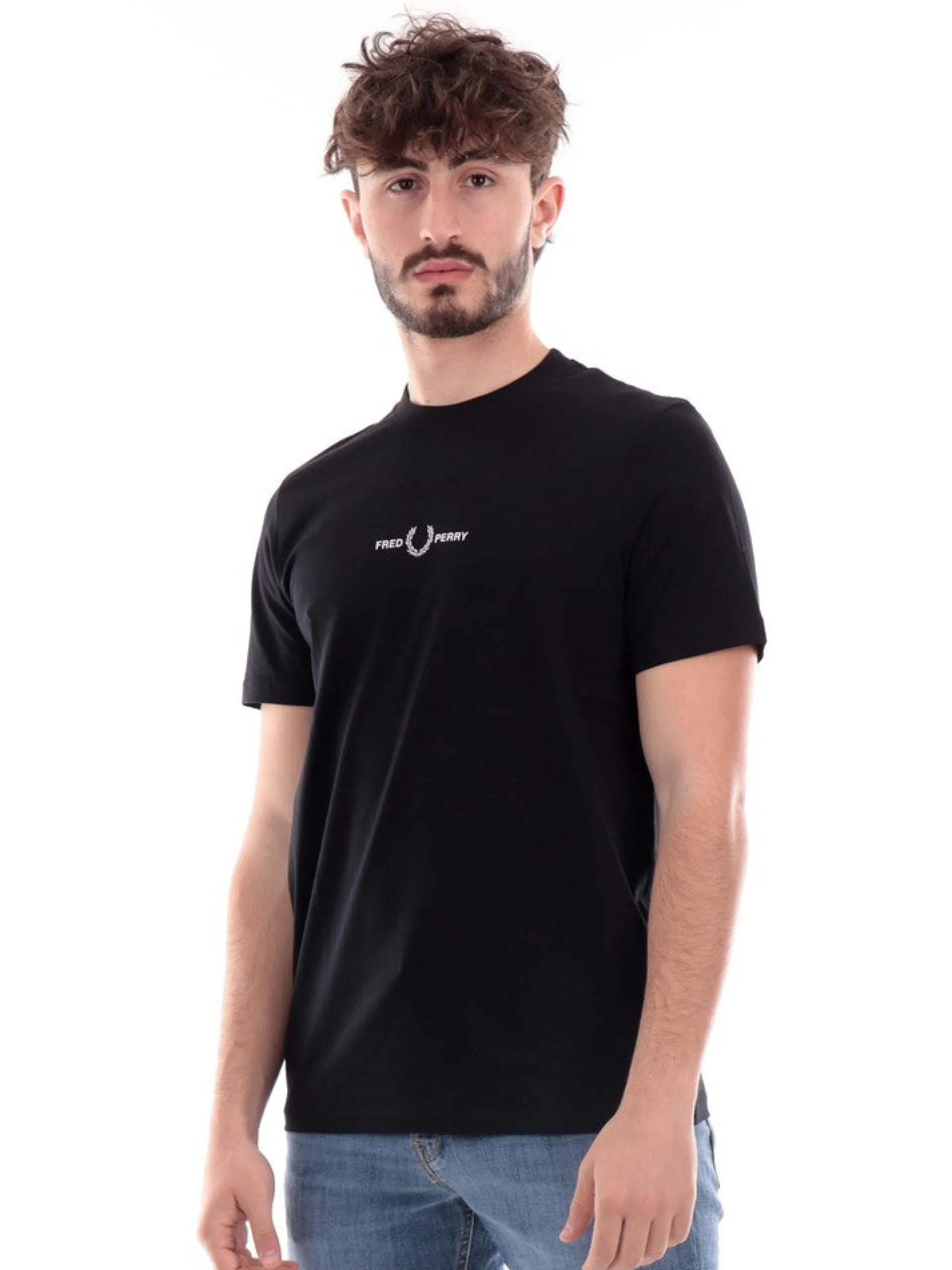 FRED PERRY T-Shirt*T-shirt nera da uomo con logo M4580