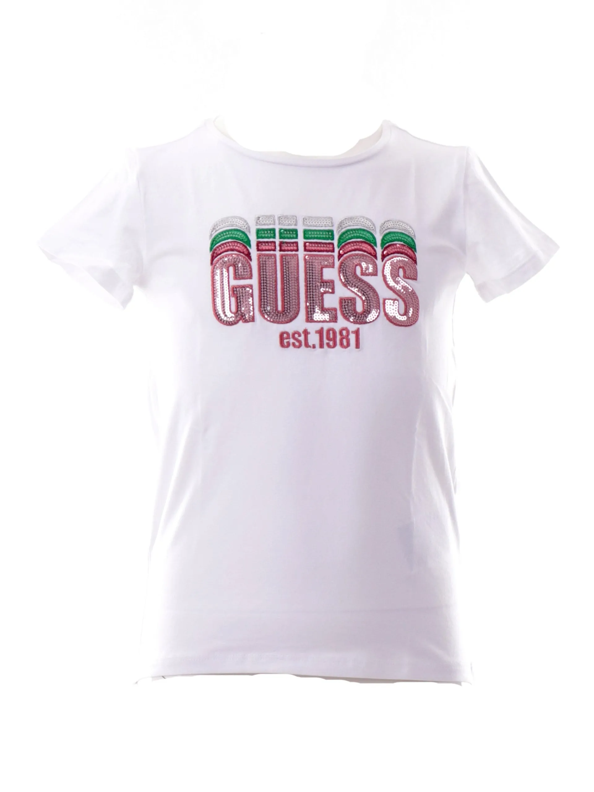 GUESS T-Shirt*T-shirt bianca da bambina logo con paillettes K5RI17K6YW4