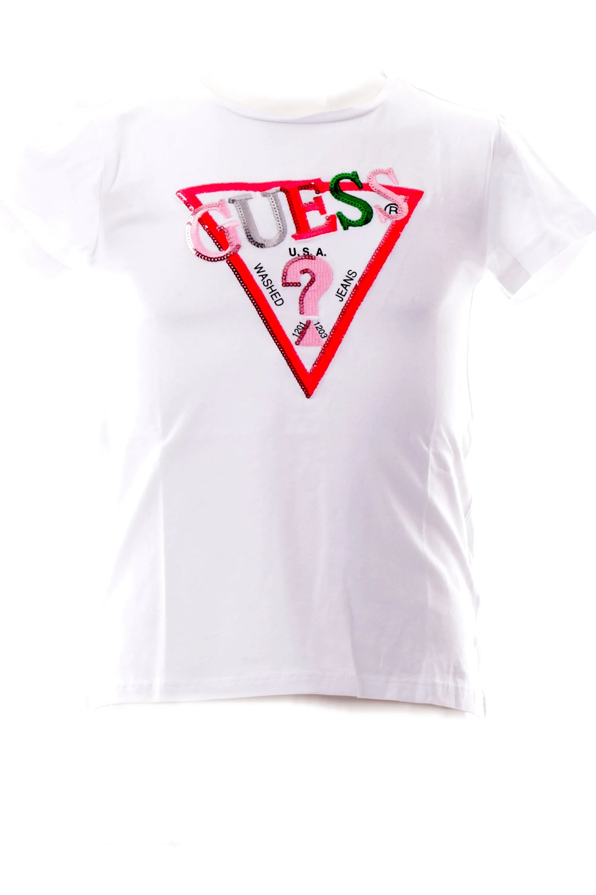 GUESS T-Shirt*T-shirt bianca da bambina ricamo con strass K5RI16K6YW4