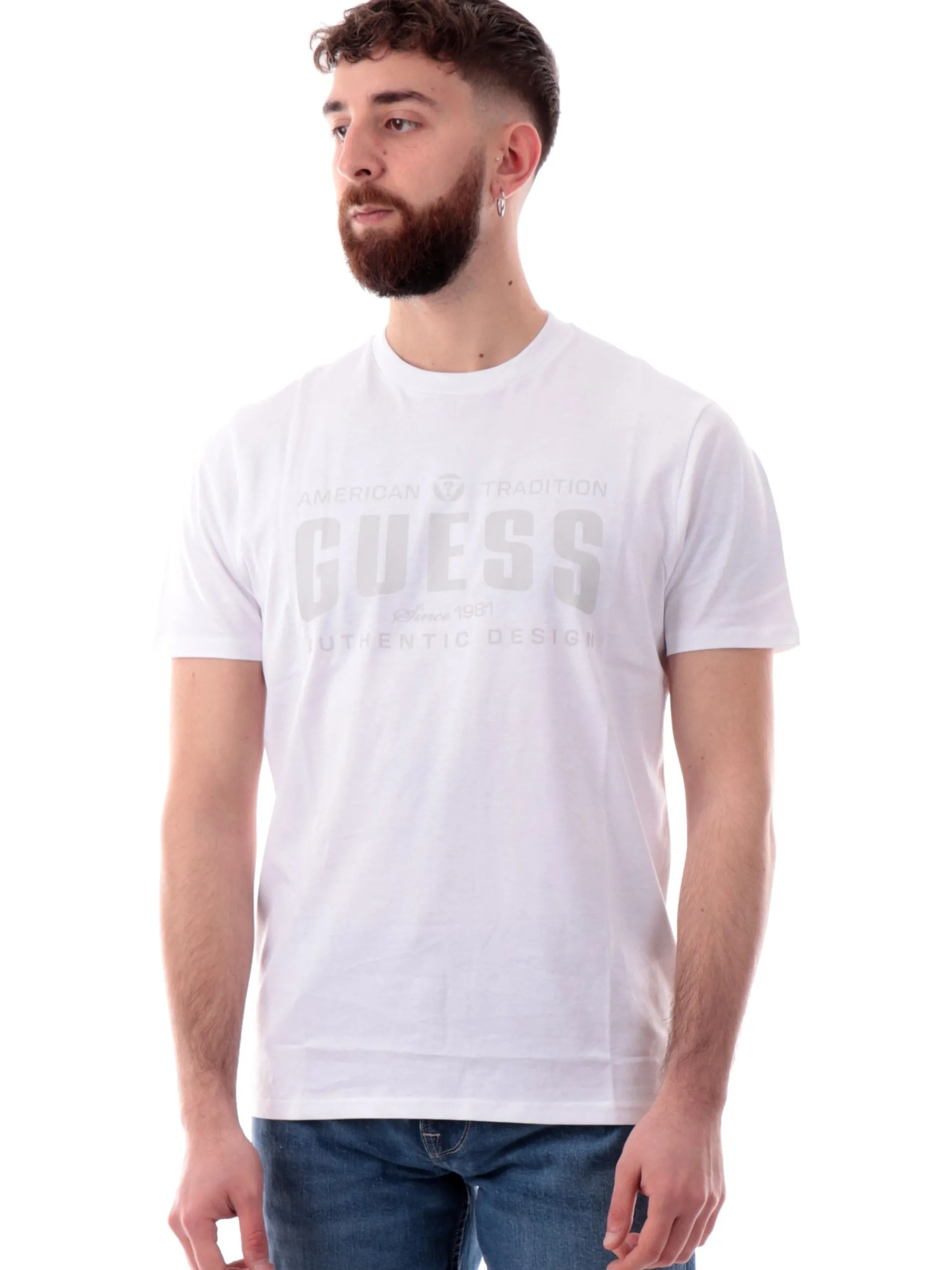 GUESS T-Shirt*T-shirt bianca da uomo maxi stampa M5GI27KBW41
