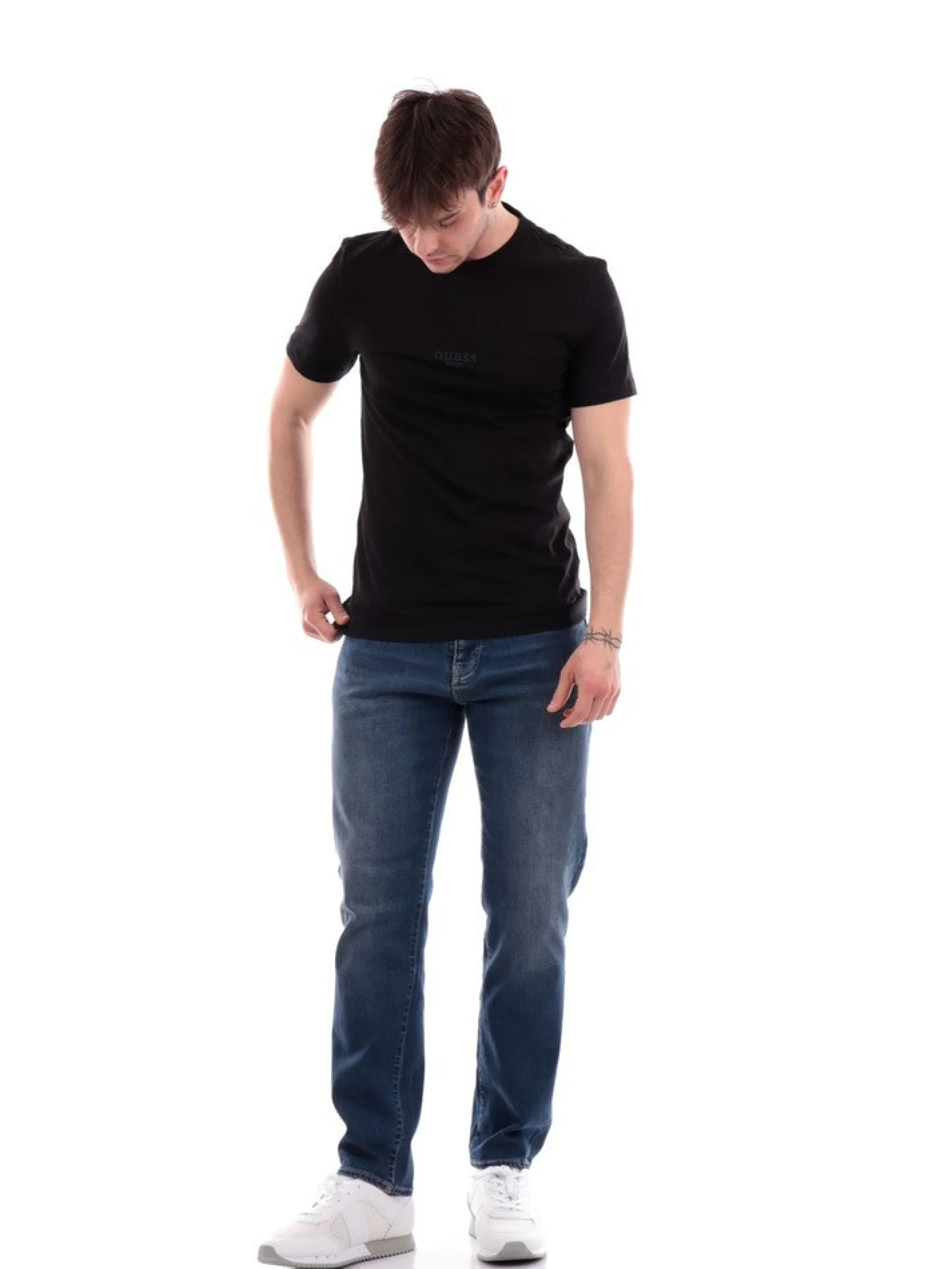 GUESS T-Shirt*T-shirt nera da uomo con logo M2YI72I3Z14