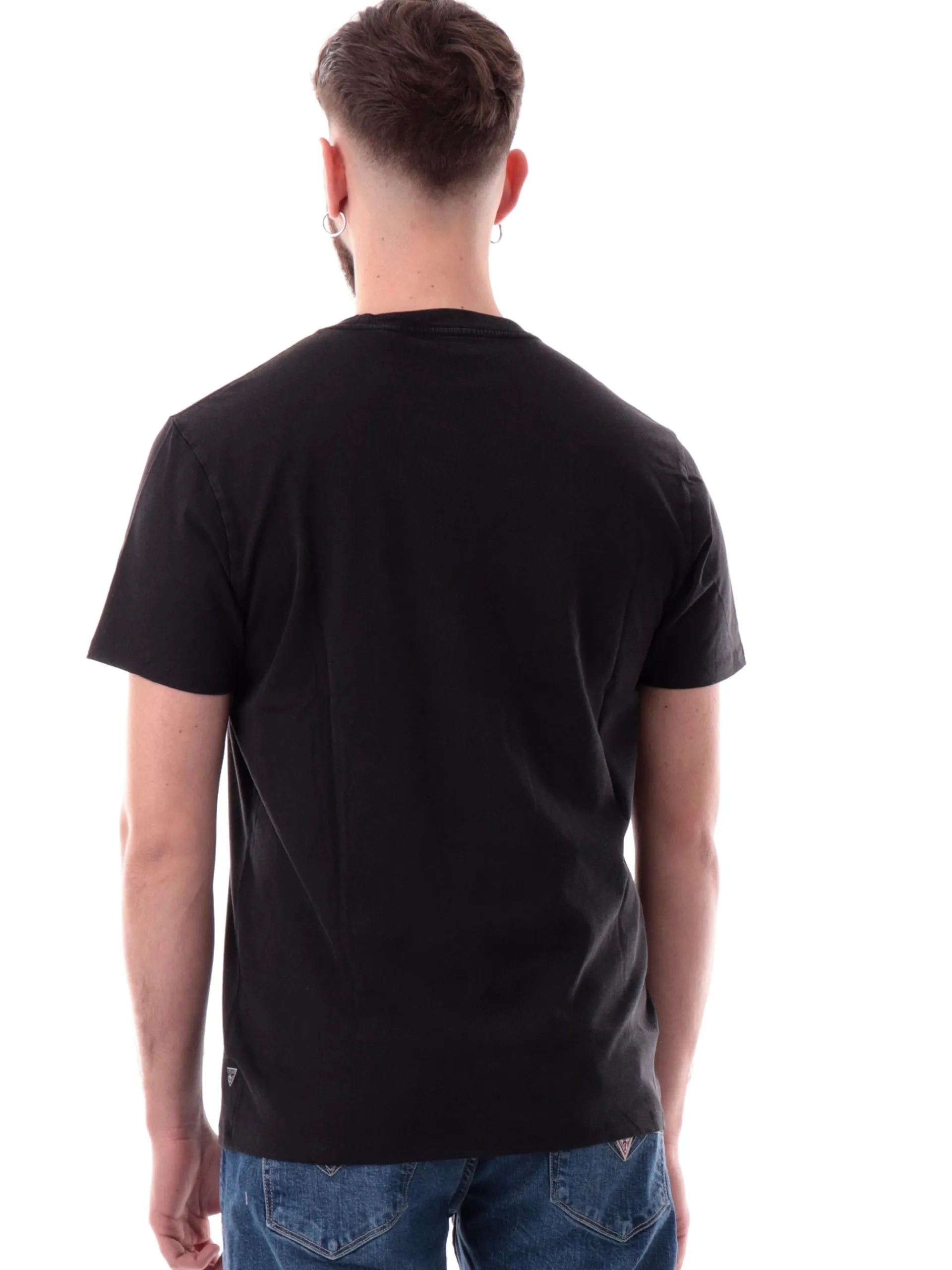 GUESS T-Shirt*T-shirt nera da uomo maxi stampa M5GI27KBW41