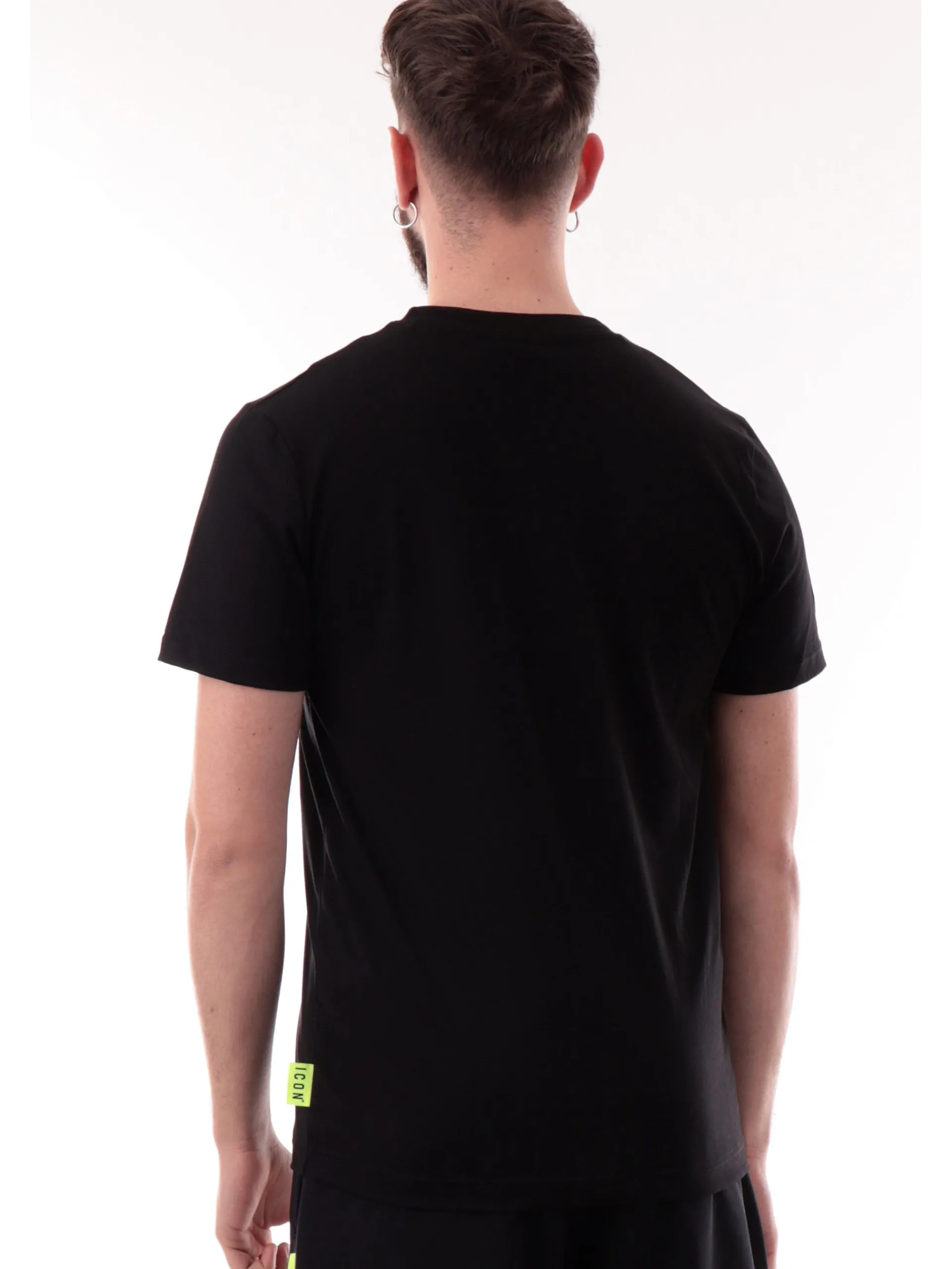 ICON T-Shirt*T-shirt nera da uomo maxi logo bianco ICUS2S5T021