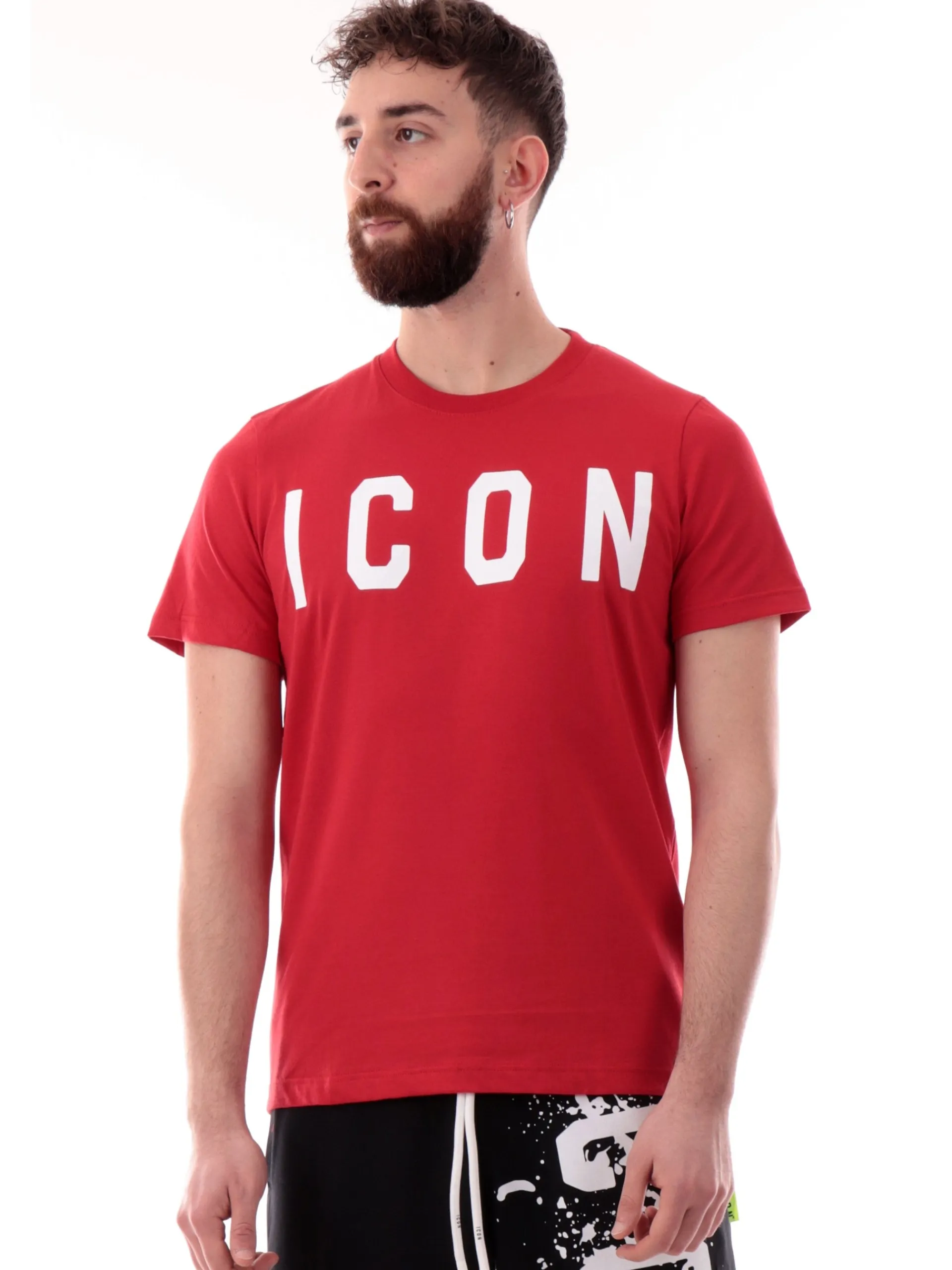 ICON T-Shirt*T-shirt rossa da uomo maxi logo bianco ICUS2S5T021