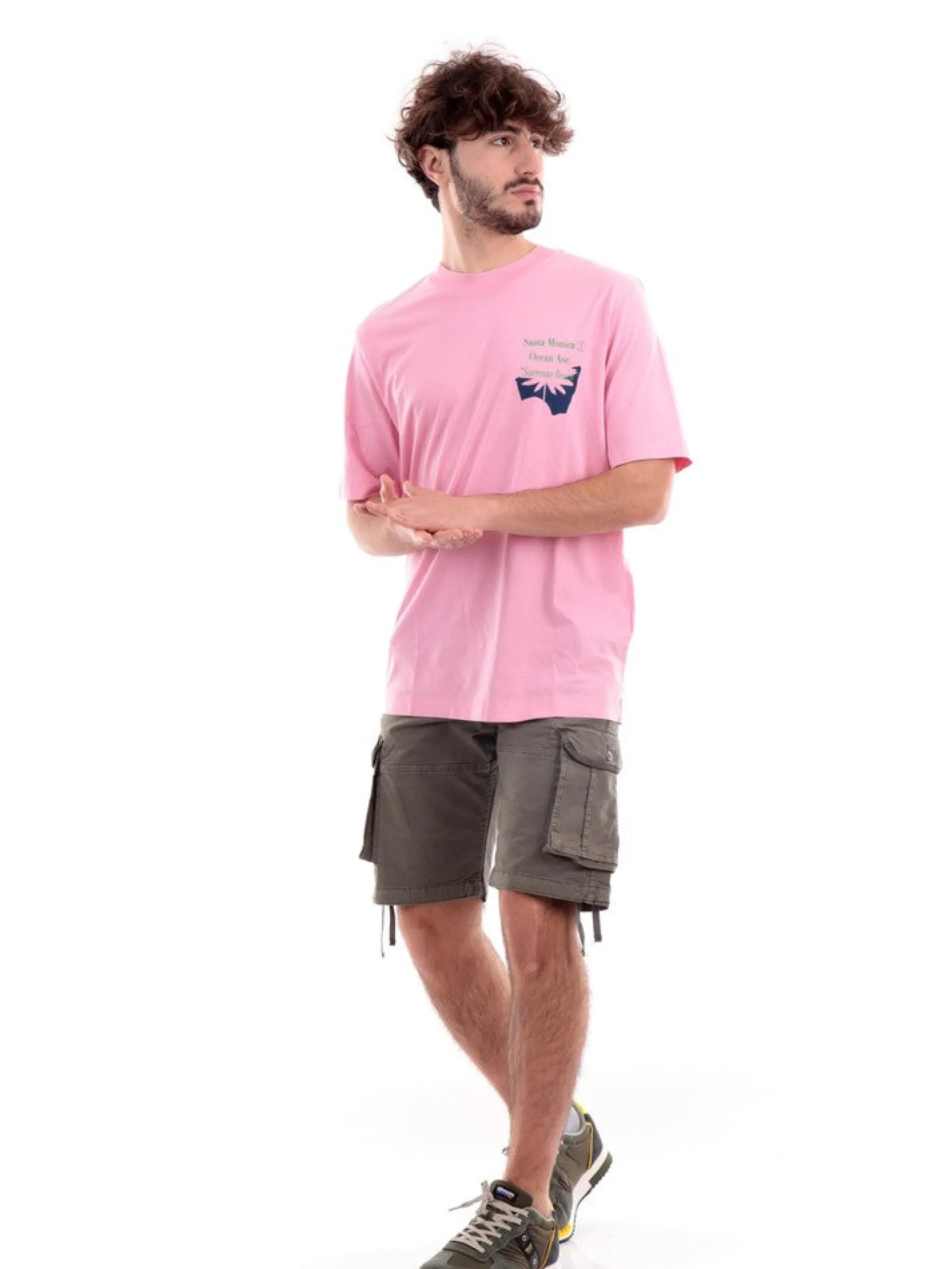 JACK&JONES T-Shirt*T-Shirt Jack and Jones rosa da uomo, maxi stampa 12230007