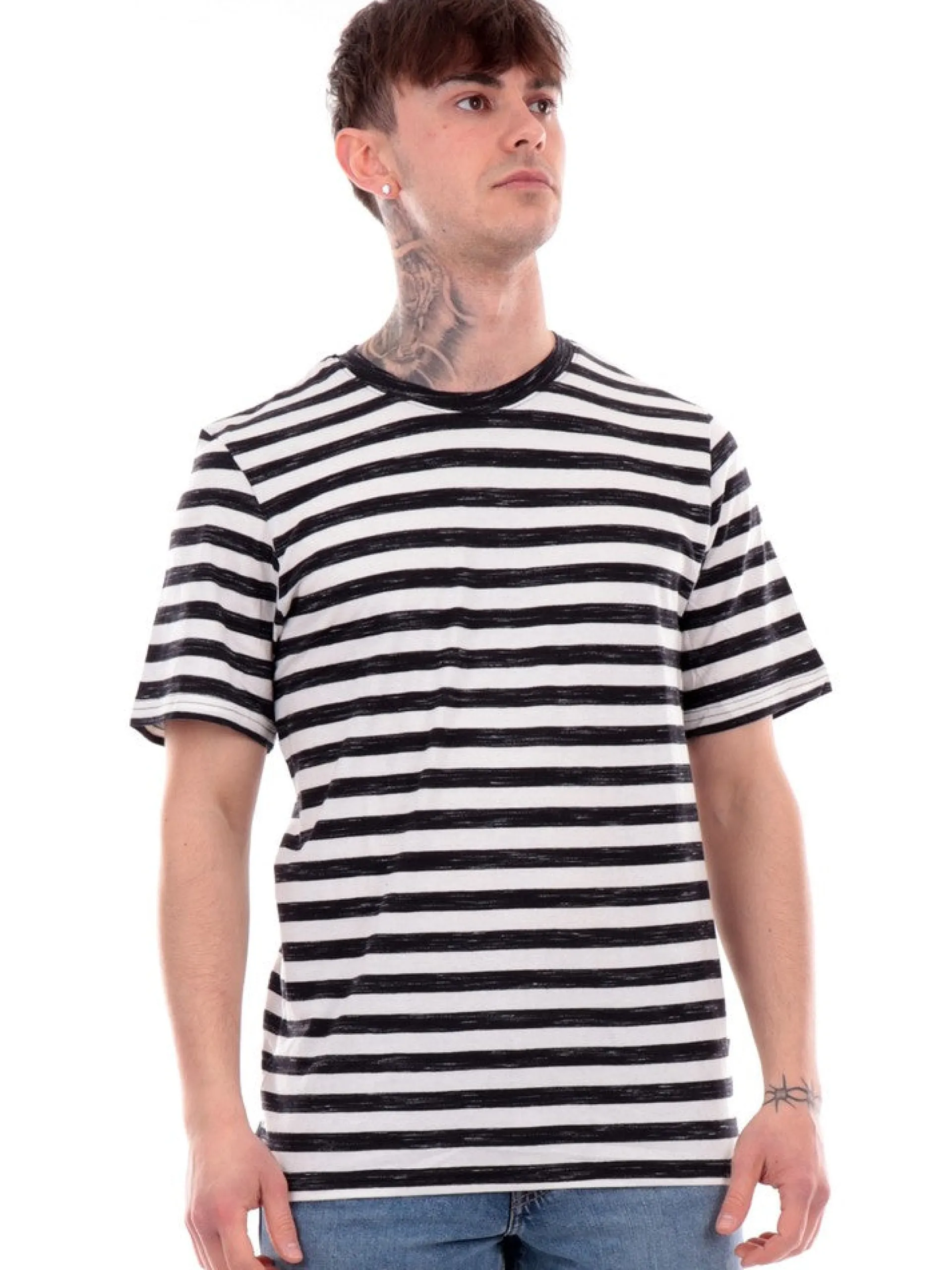 JACK&JONES T-Shirt*T-shirt Jack Jones nera da uomo a righe Stripe 12252176