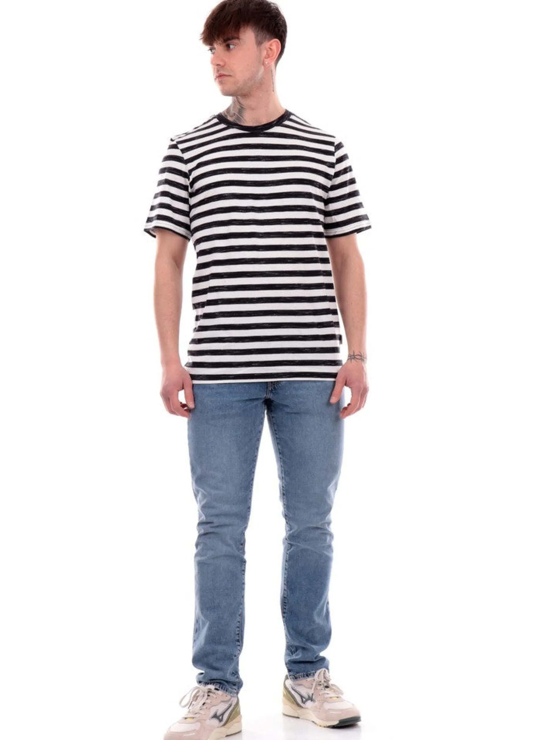 JACK&JONES T-Shirt*T-shirt Jack Jones nera da uomo a righe Stripe 12252176
