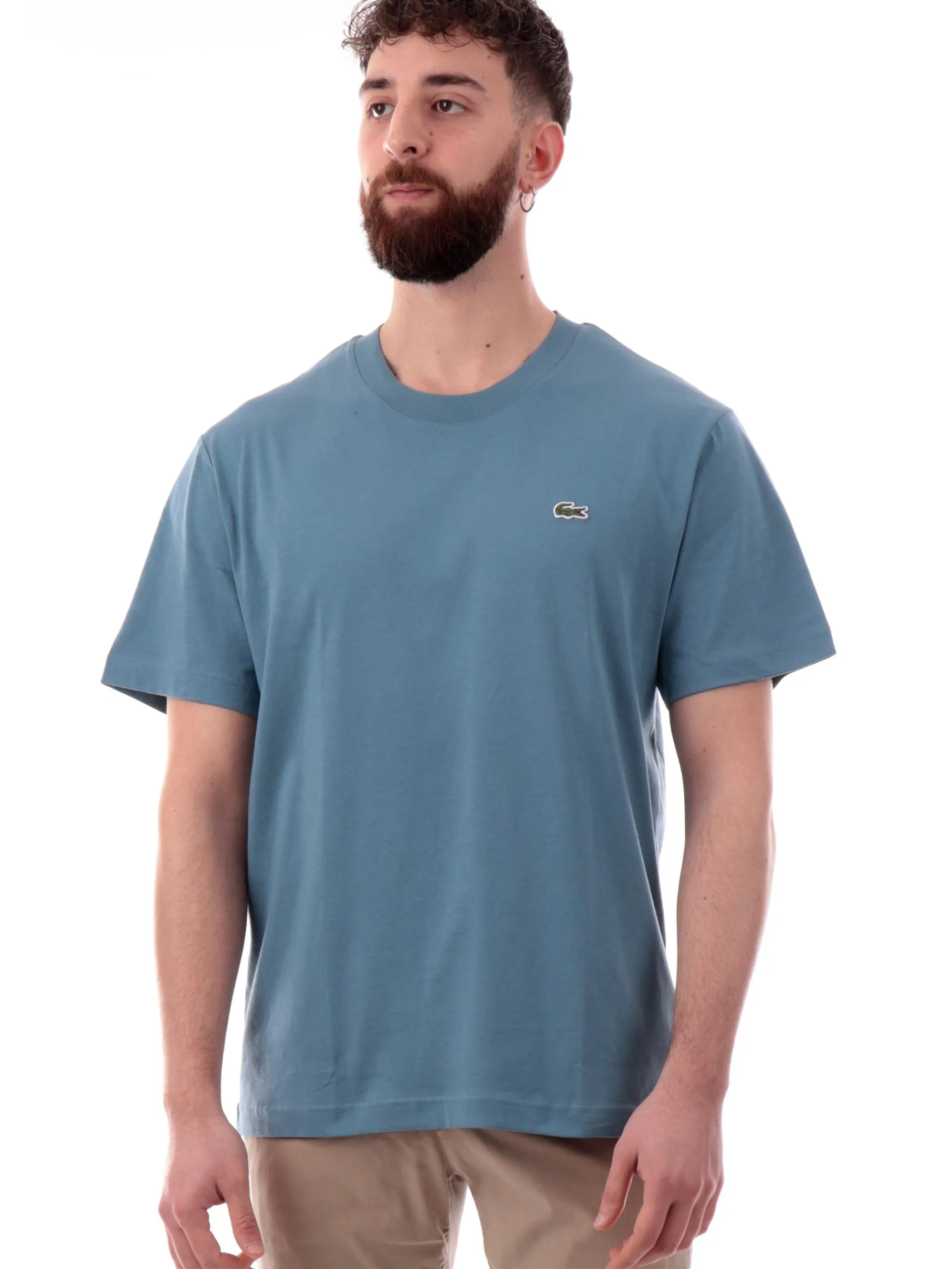 LACOSTE T-Shirt*T-shirt celeste da uomo maniche corte TH7318