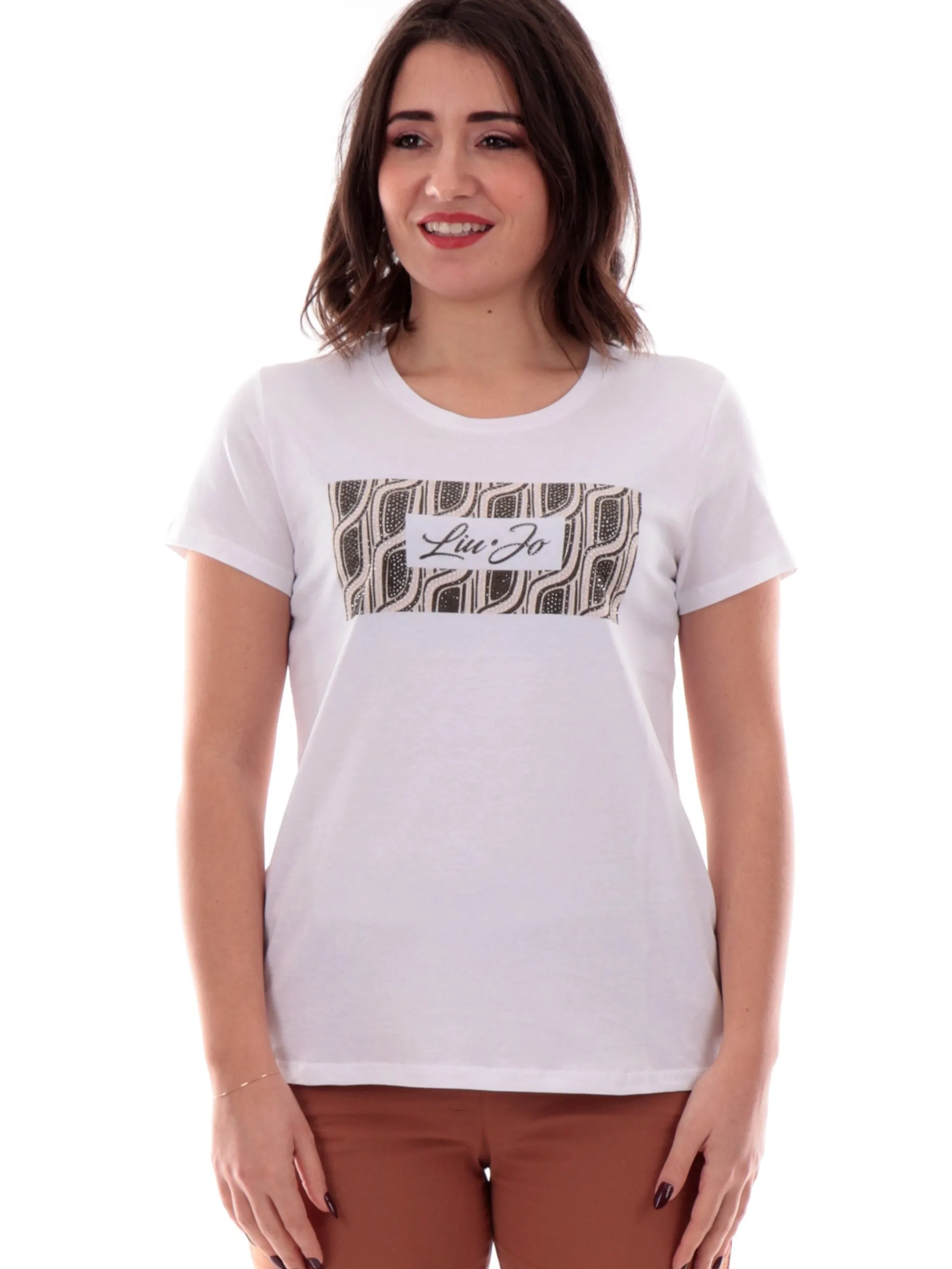 LIU JO MILANO T-Shirt*T-shirt Liu Jo bianca da donna con strass WA5240JS923