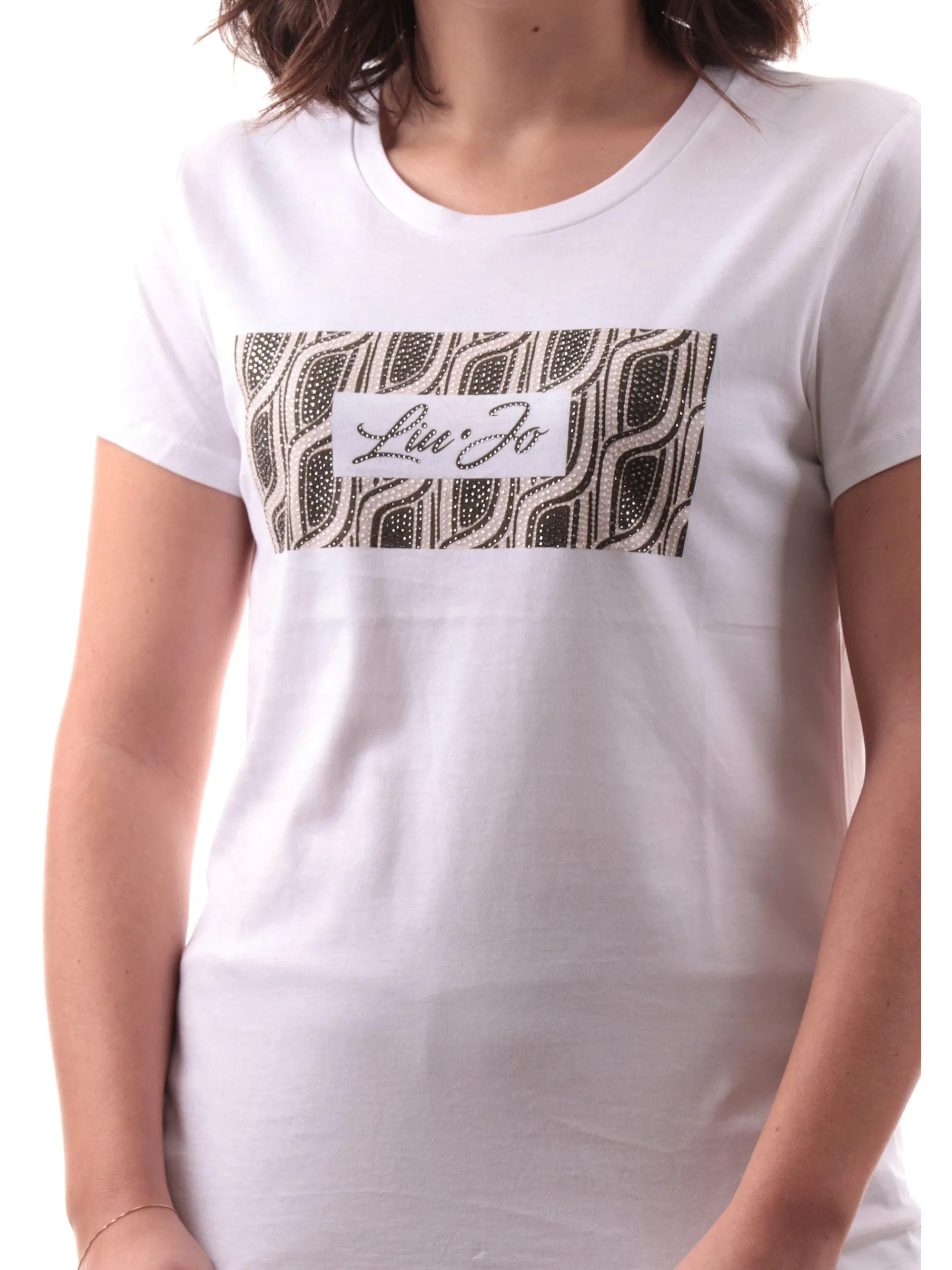 LIU JO MILANO T-Shirt*T-shirt Liu Jo bianca da donna con strass WA5240JS923