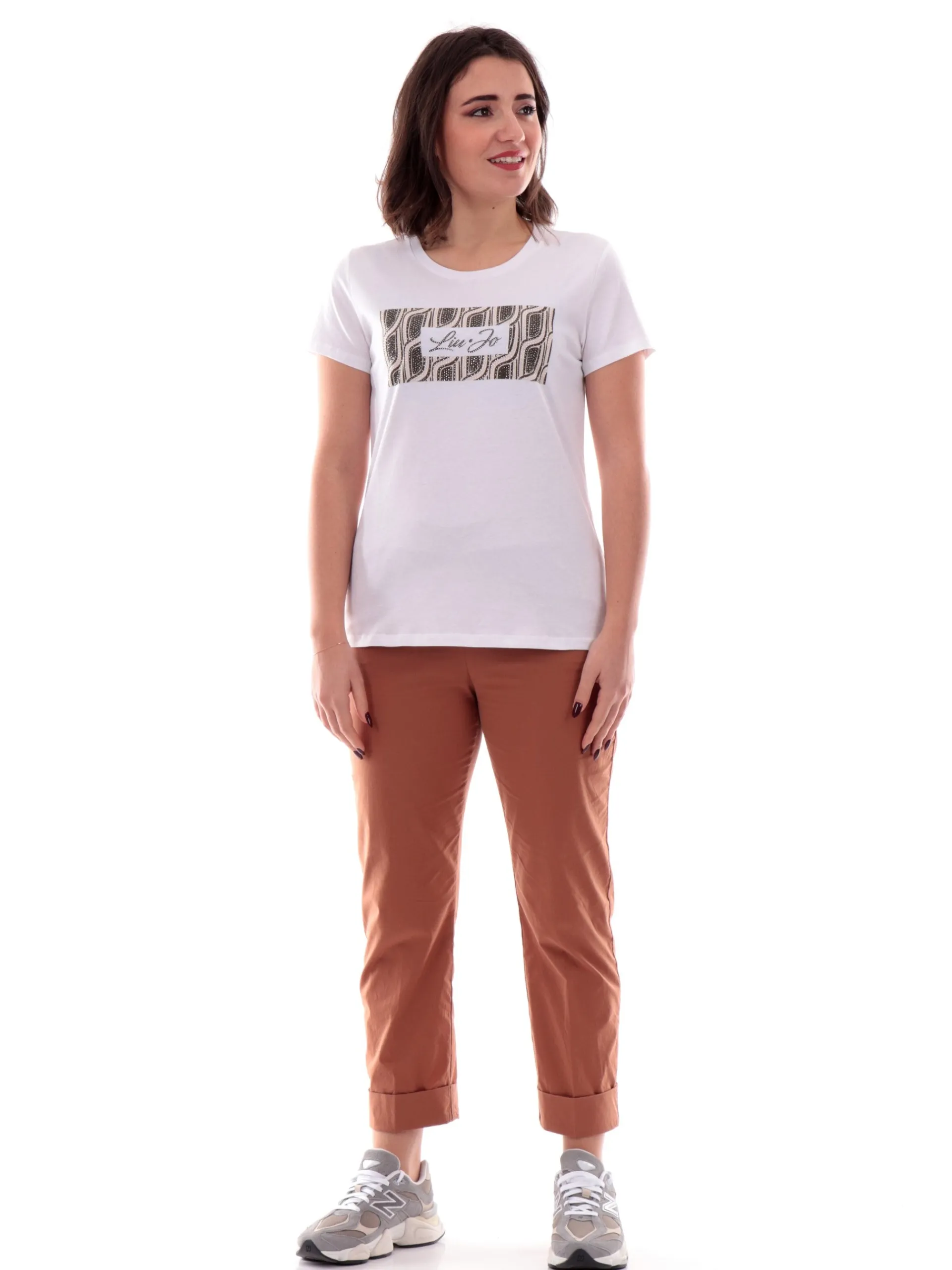 LIU JO MILANO T-Shirt*T-shirt Liu Jo bianca da donna con strass WA5240JS923