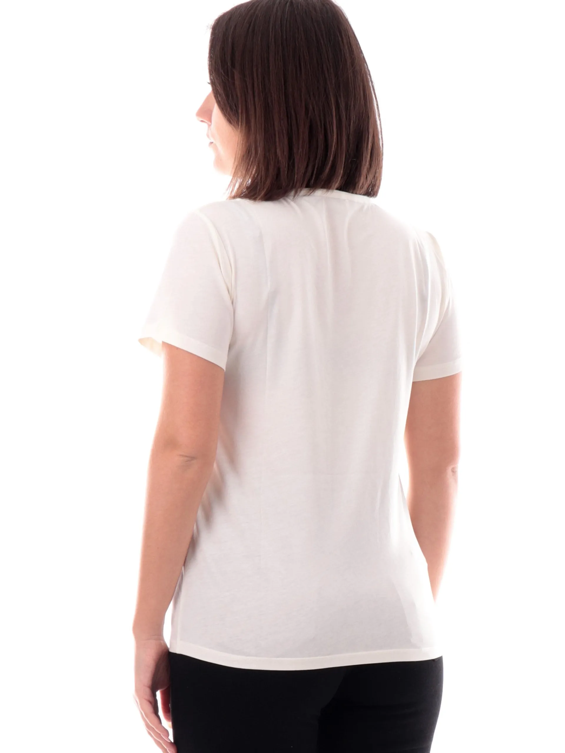 LIU JO SPORT T-Shirt*T-Shirt Liu Jo bianca da donna scollo a v e taschino strass TA5172JS923M912