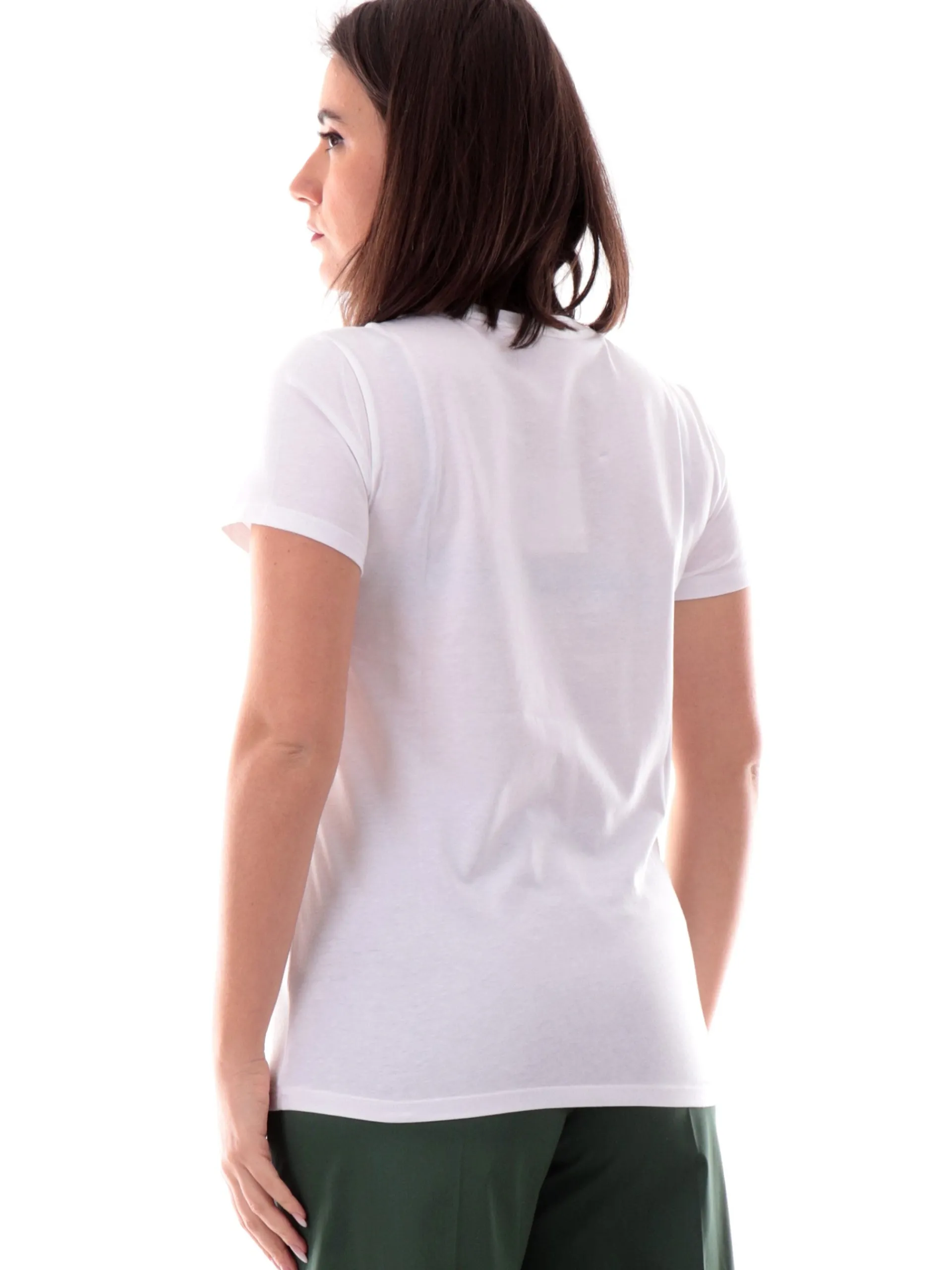 LIU JO MILANO T-Shirt*T-shirt Liu Jo bianca da donna con strass Logo verde WA5240JS923M9607