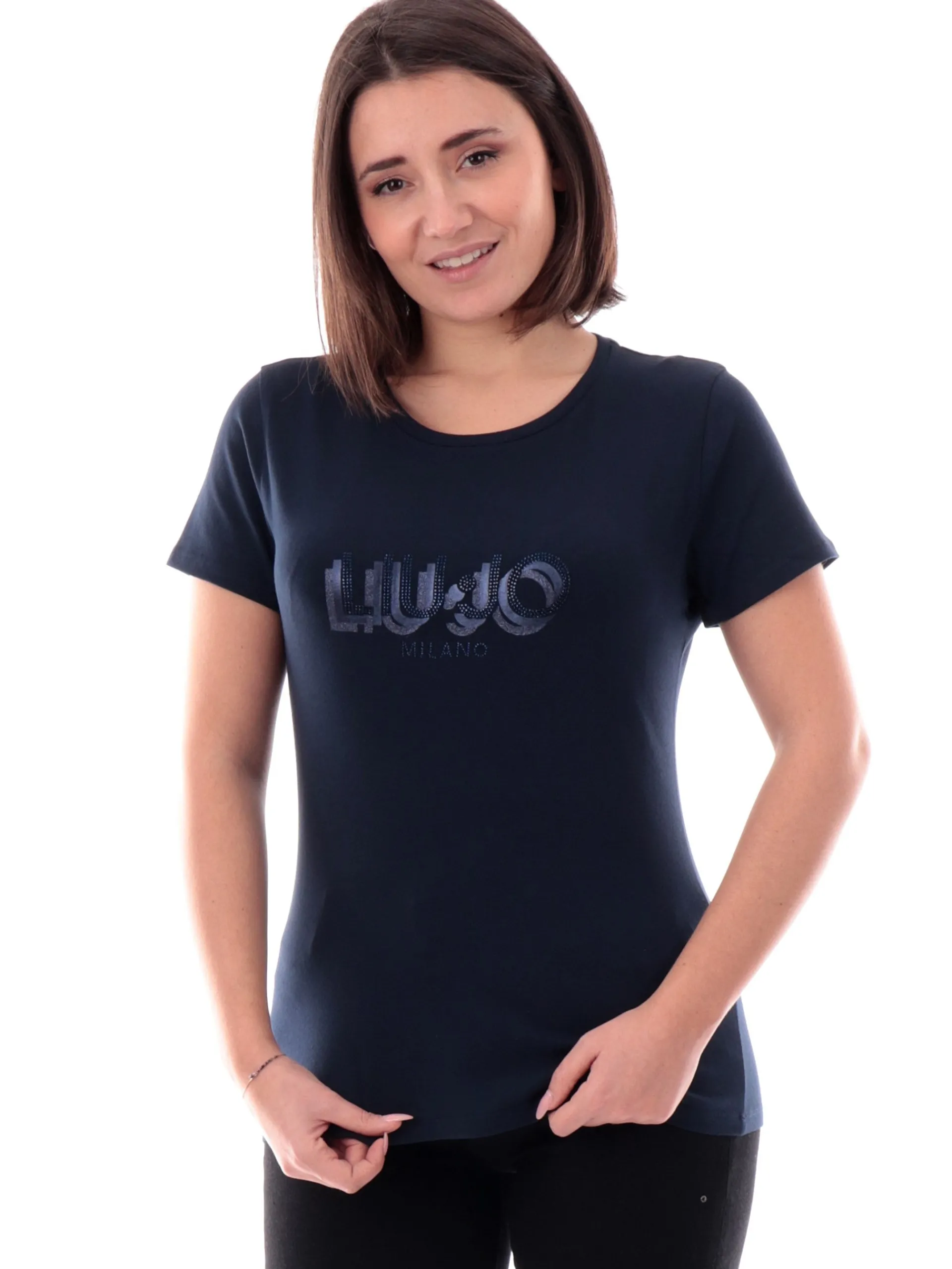 LIU JO SPORT T-Shirt*T-Shirt Liu Jo blu da donna logo Strass TA5214JS003-M950