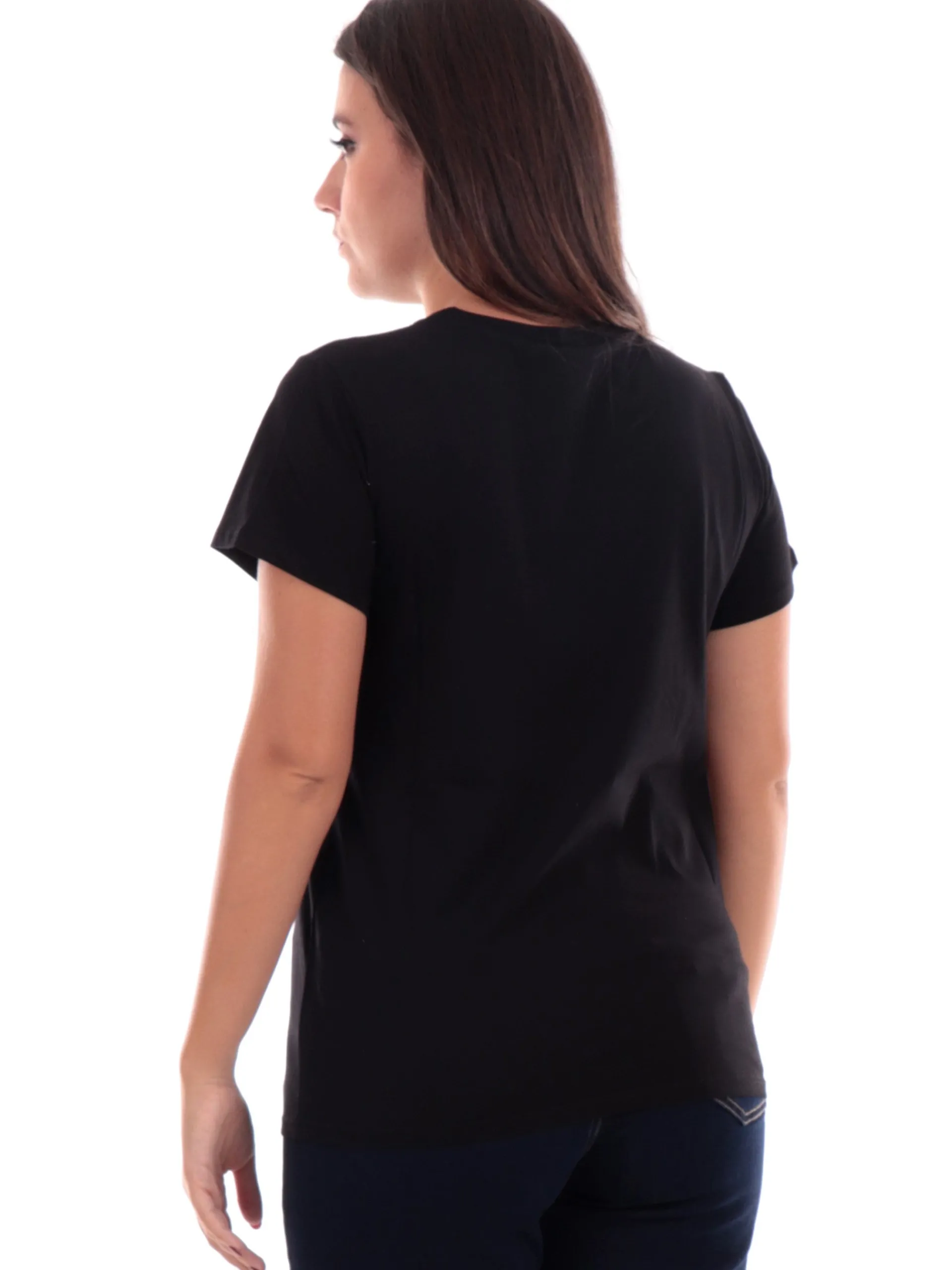 LIU JO SPORT T-Shirt*T-shirt Liu Jo nera da donna con strass maxi logo TF4209J6040